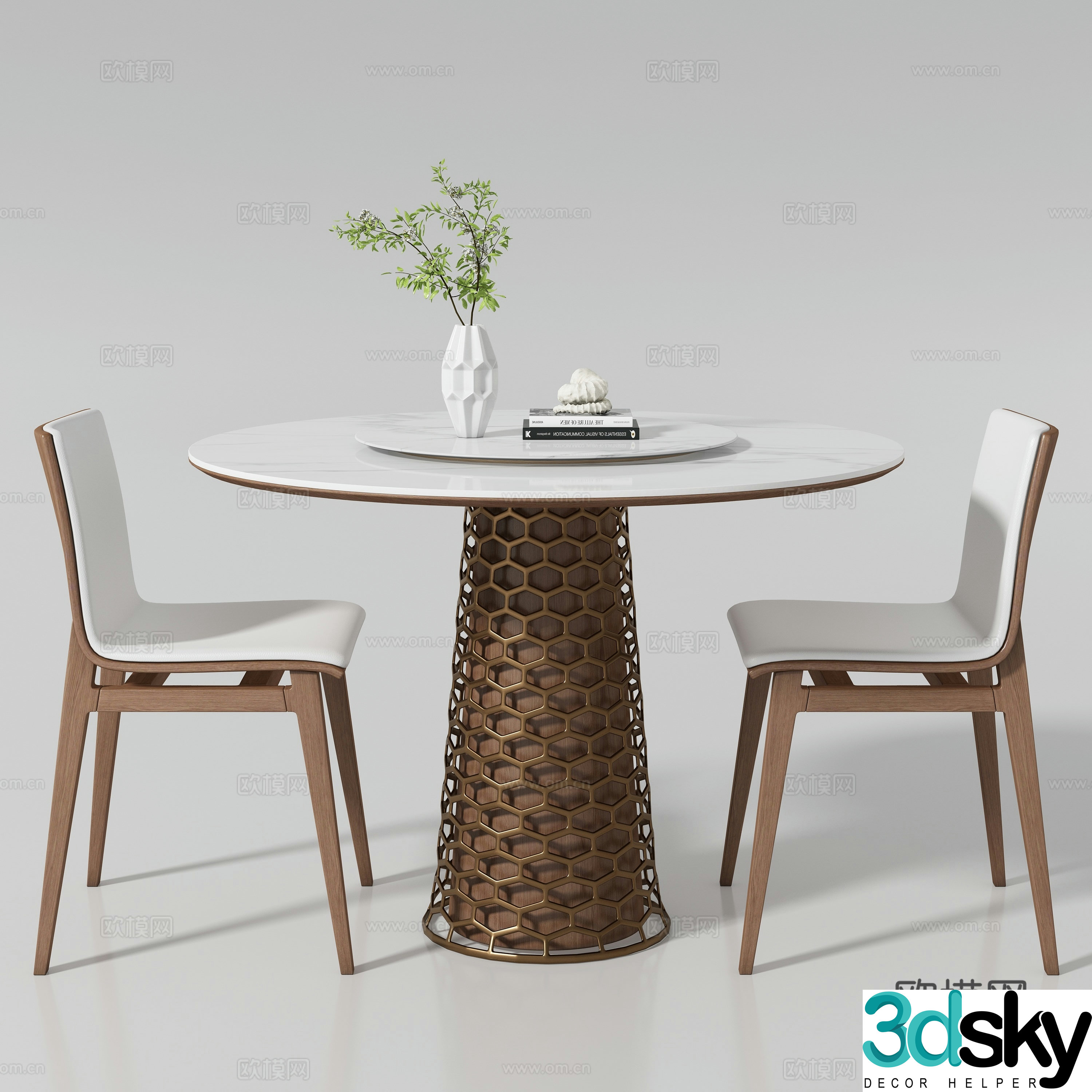 Modern dining table and chair 3d model