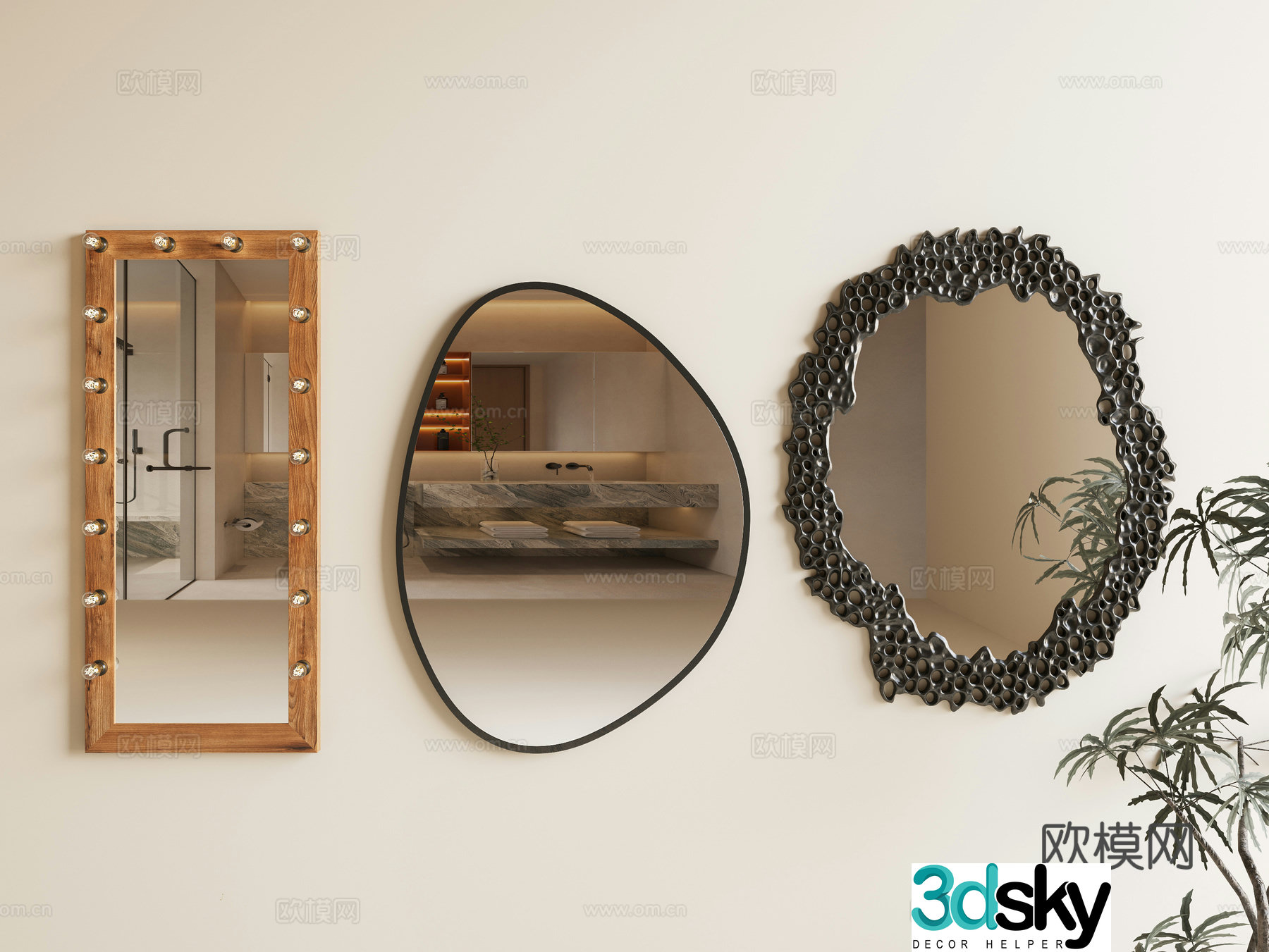 Dressing room mirror Middle Ages Wabisa mirror Middle Ages Wabisa mirror Bathroom mirror Decorative mirror 3D model