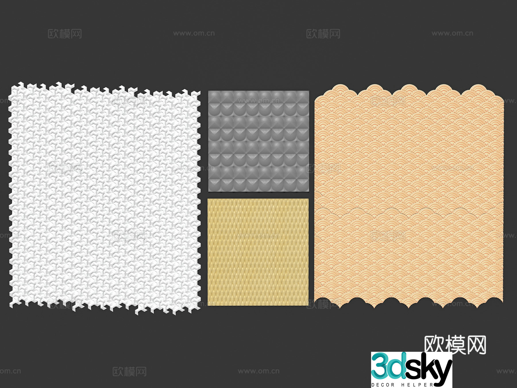 Modern interior European style stone metal stone slab marble three-dimensional wall wall wall trim metal 3d model