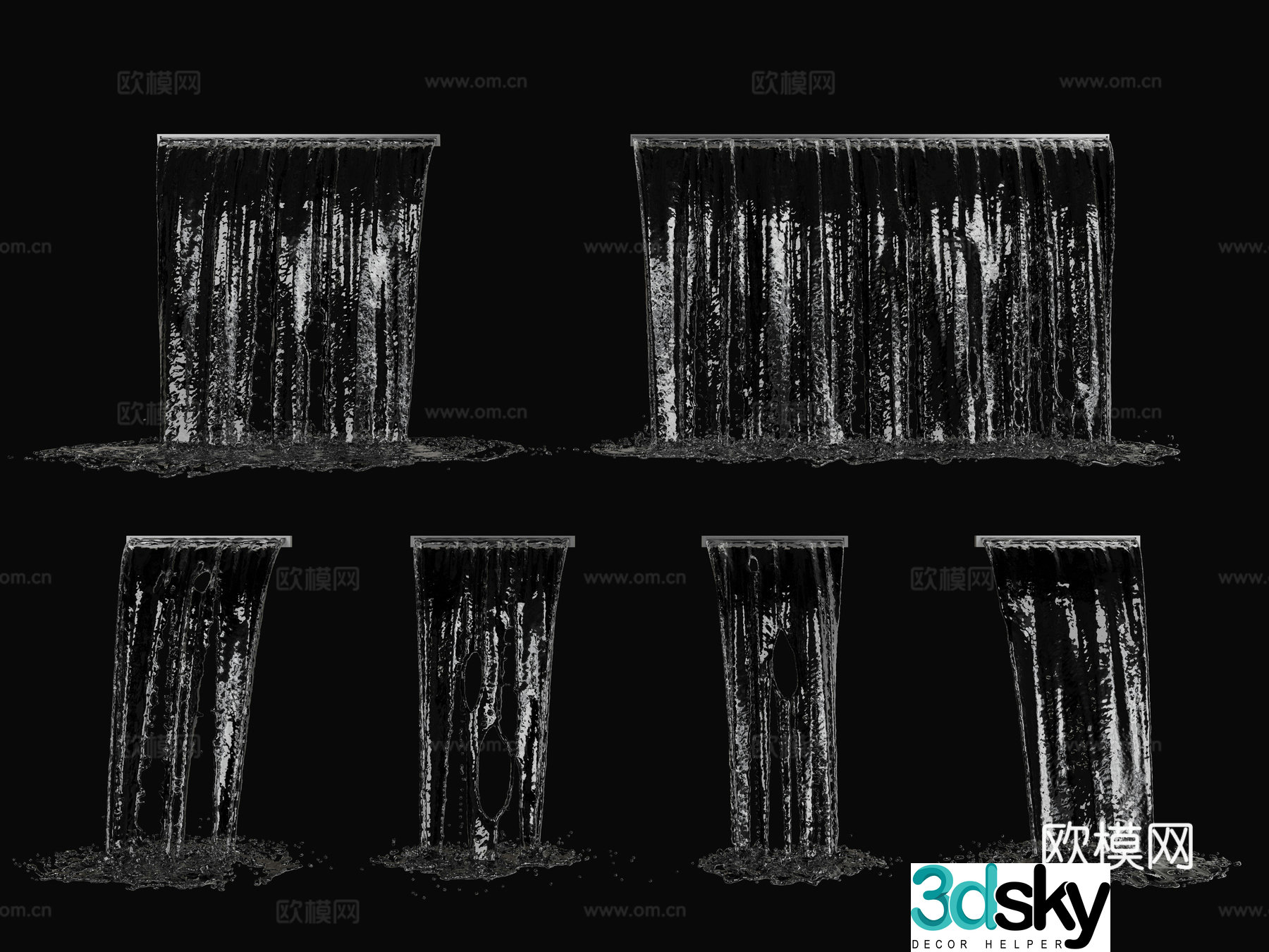 Modern Fountain Running Water Water Curtain Waterfall 3D Model