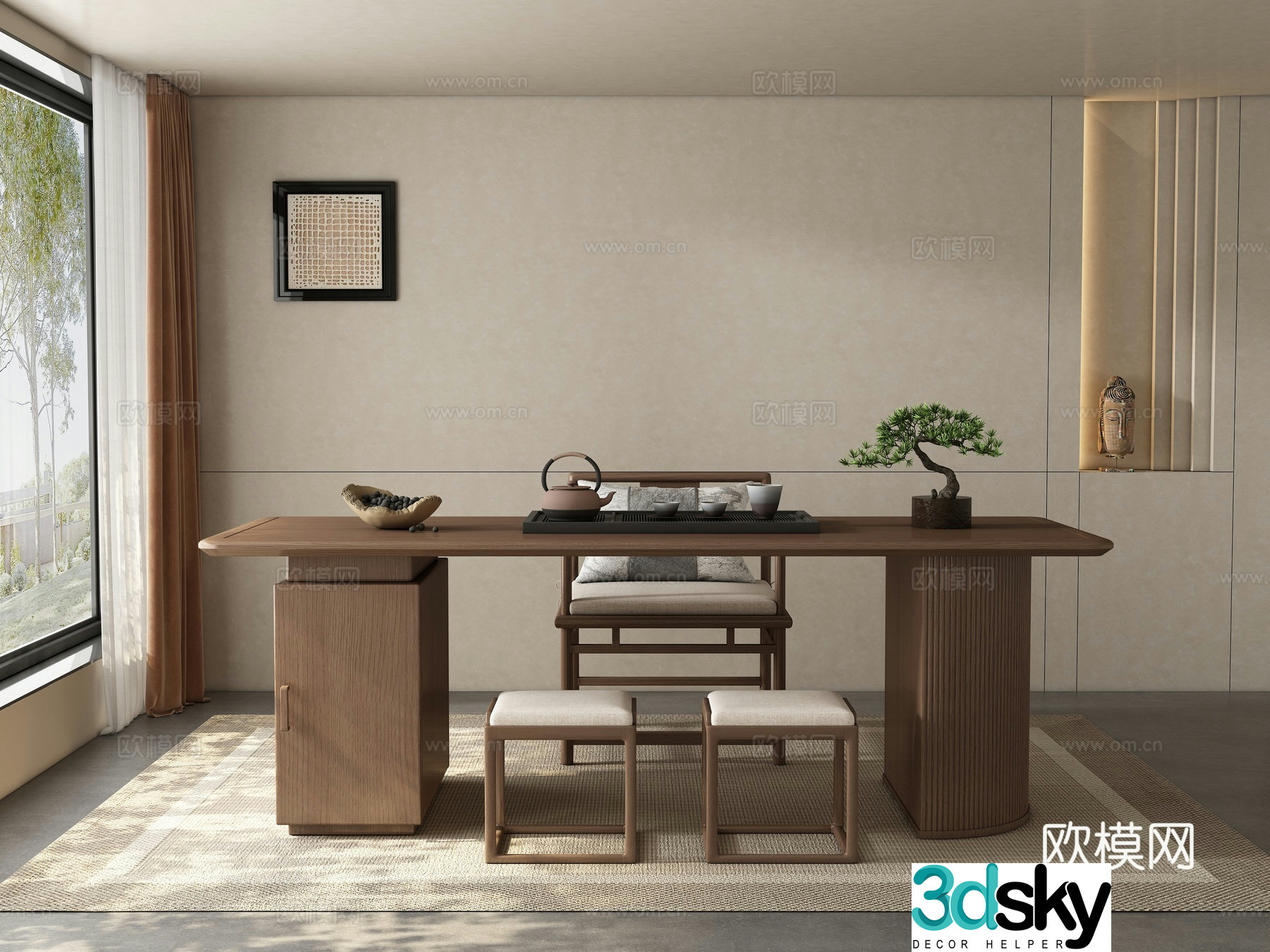 Middle-aged tea room 3D model