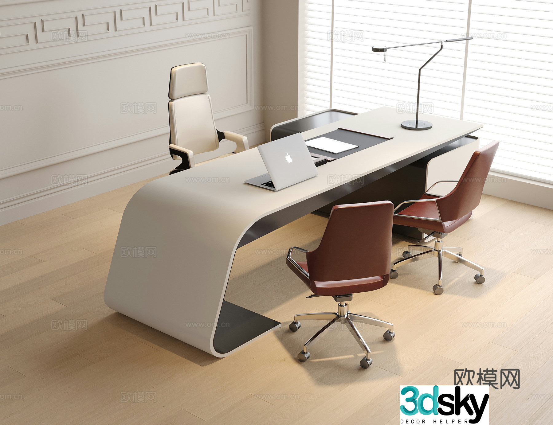 Modern boss office desk chair chair desk desk office chair 3d model