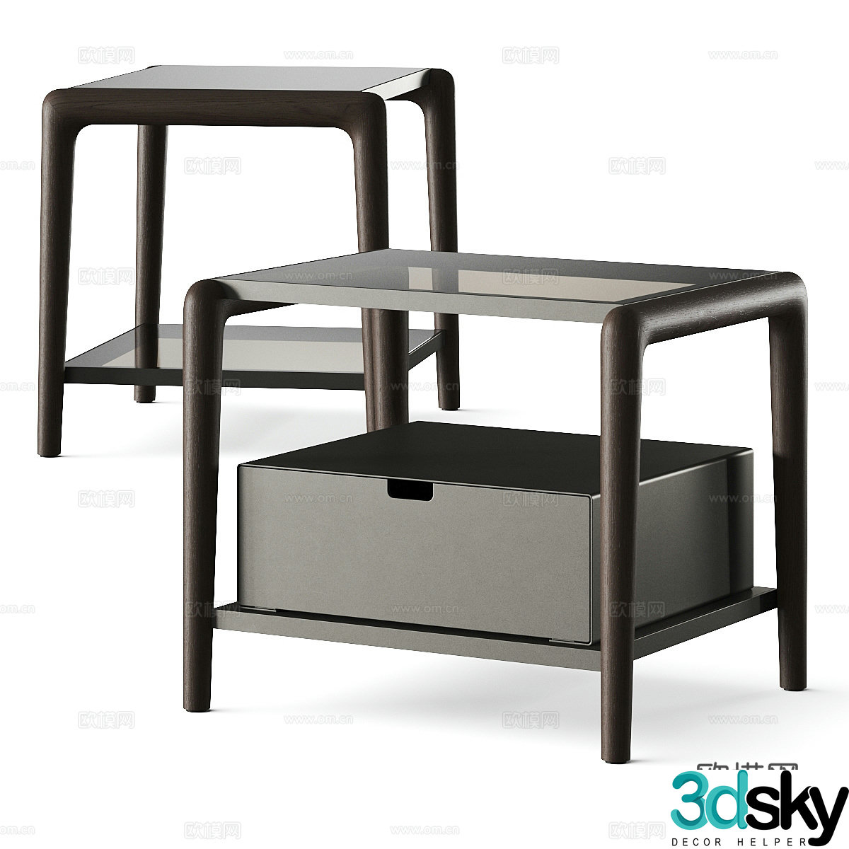 New Chinese style Flou Gaudi bedside table 3D model