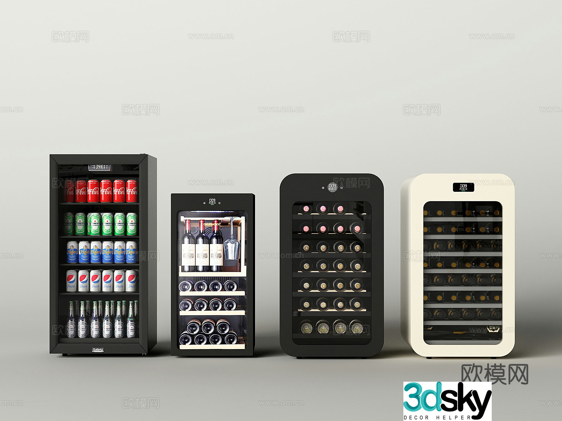 Modern freezer refrigerator 3d model