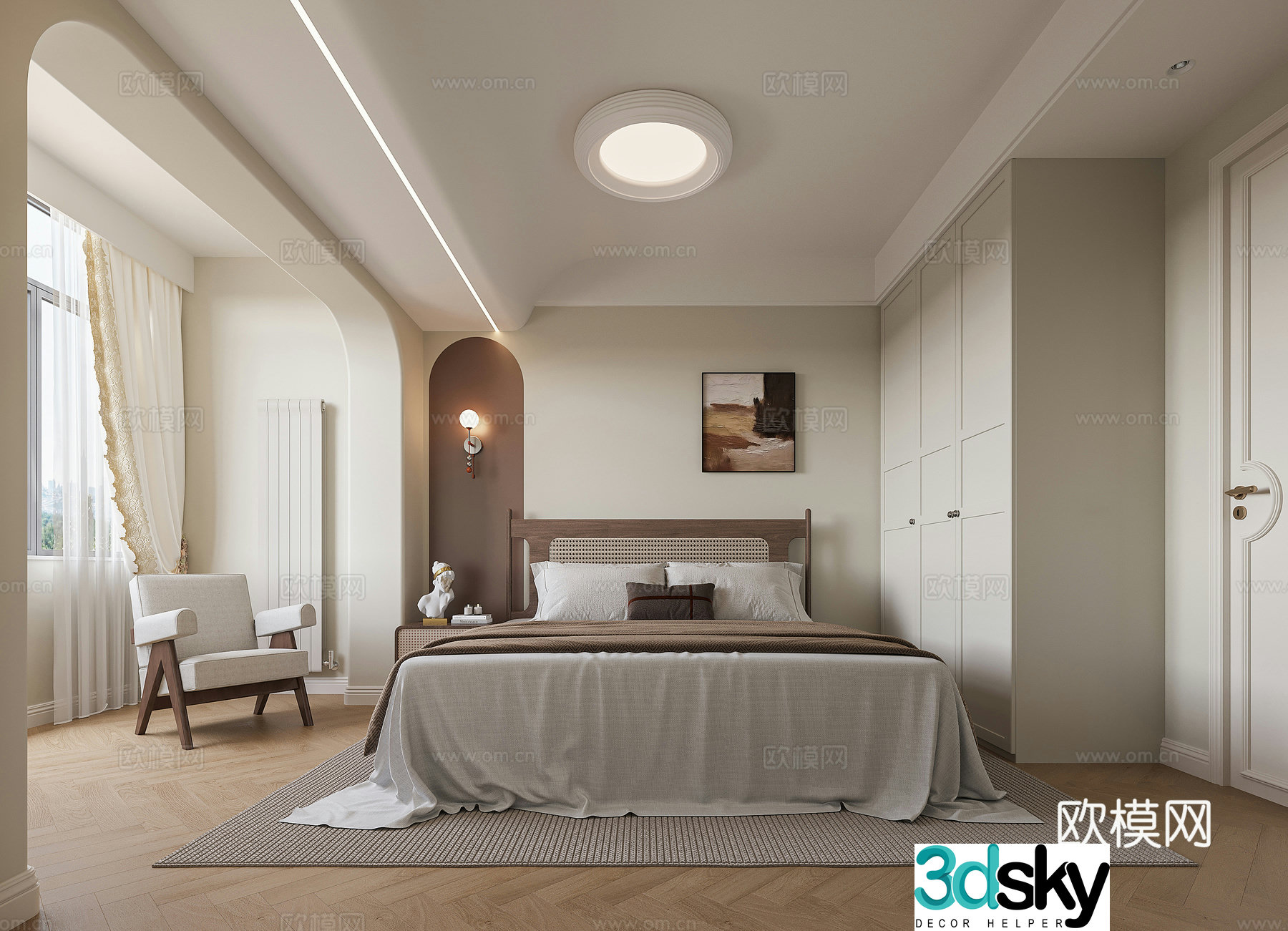 Middle-aged bedroom 3d model