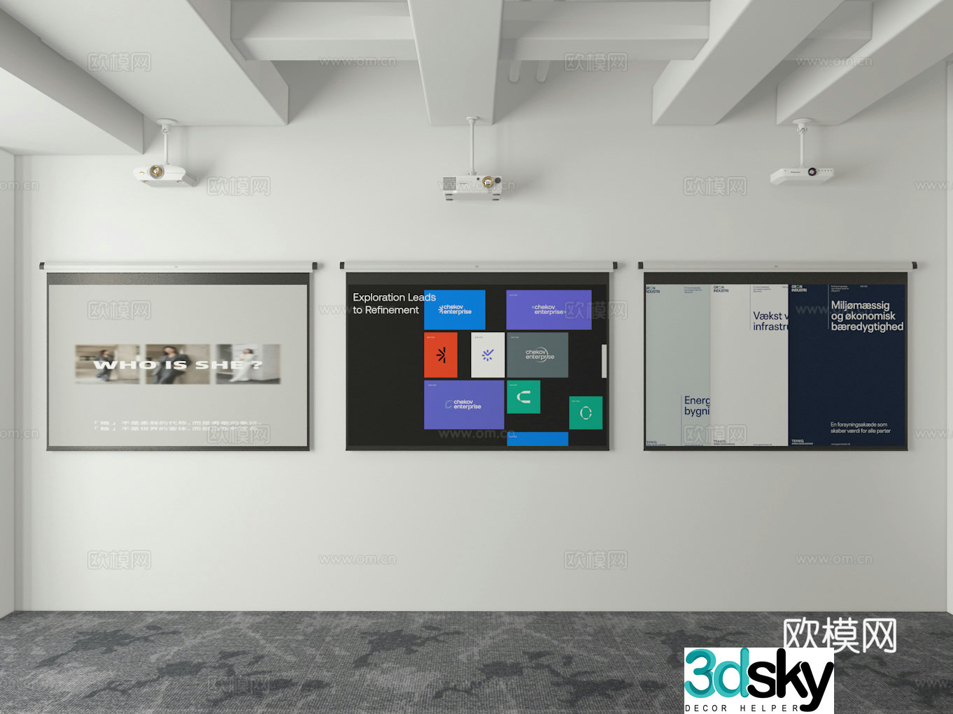 Projection screen 3d model