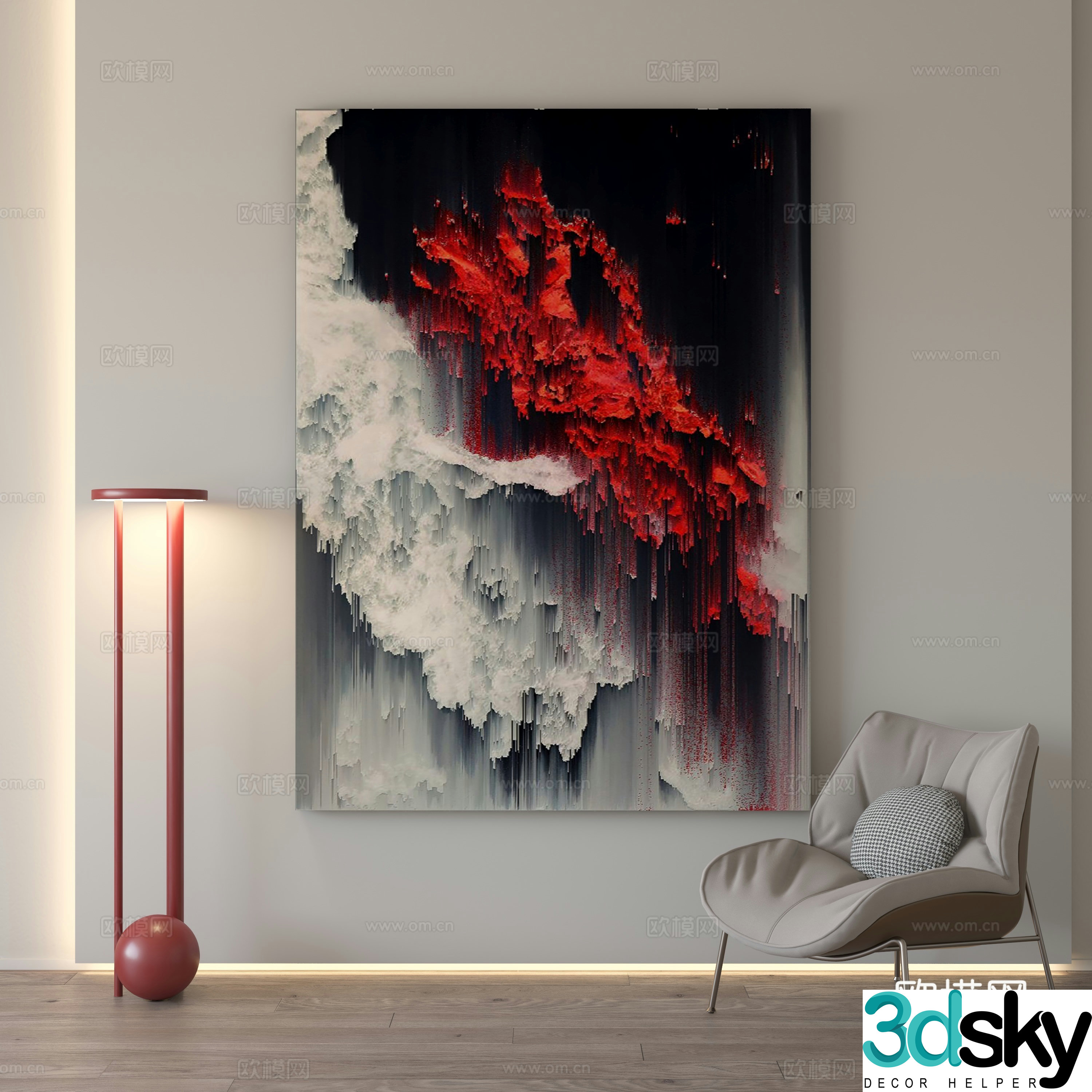 Modern abstract texture decorative painting 3d model