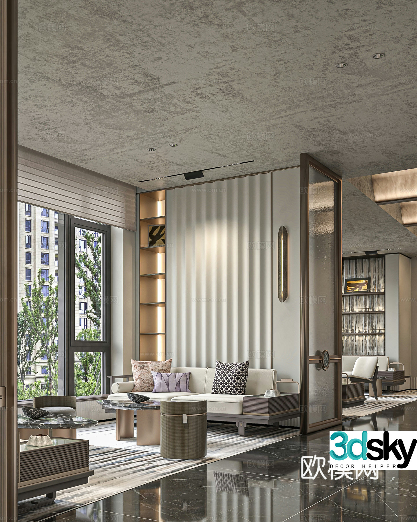 Italian light luxury sales office sales office lobby negotiation area water bar empty sales office 3D model