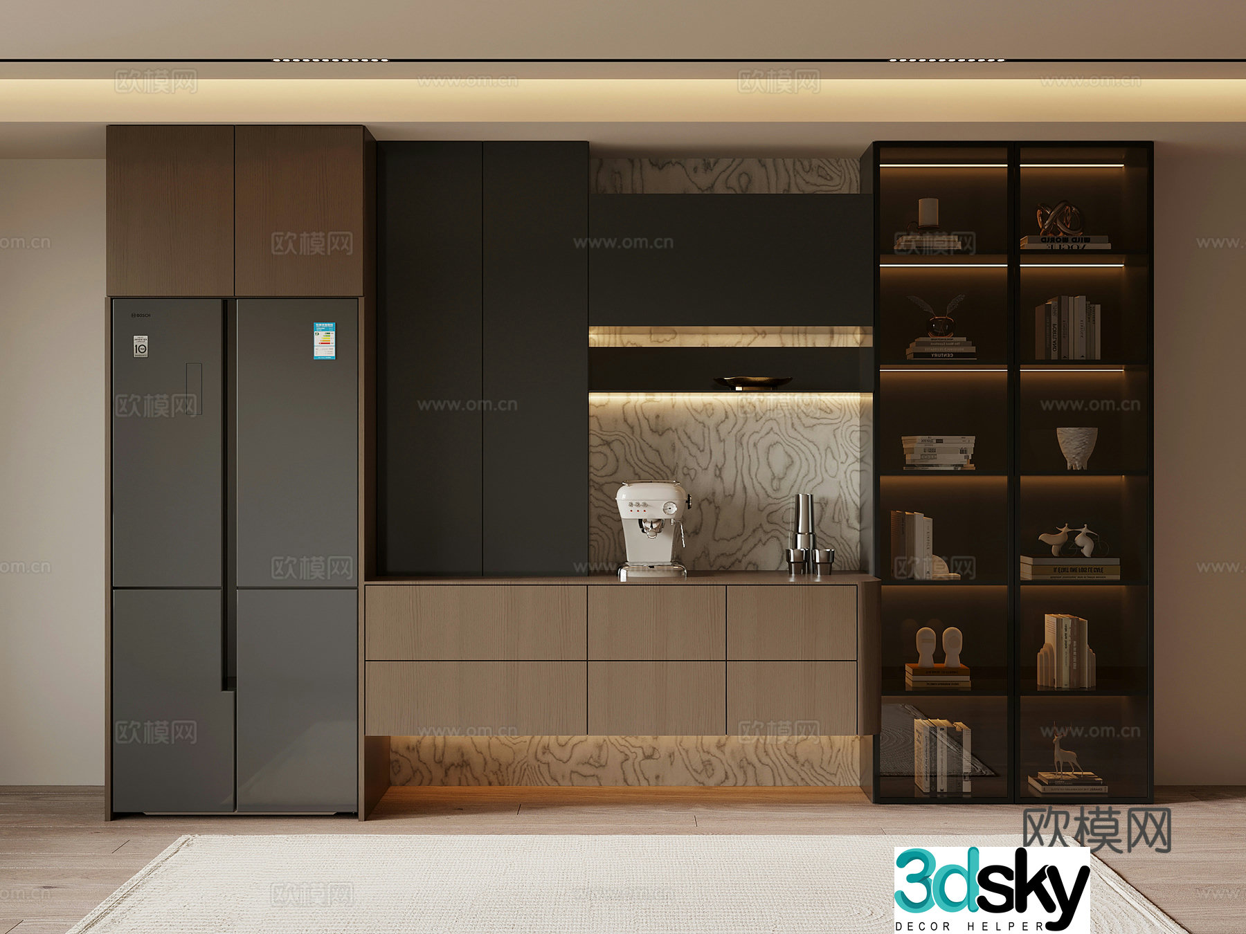 Italian minimalist wine cabinet sideboard 3D model