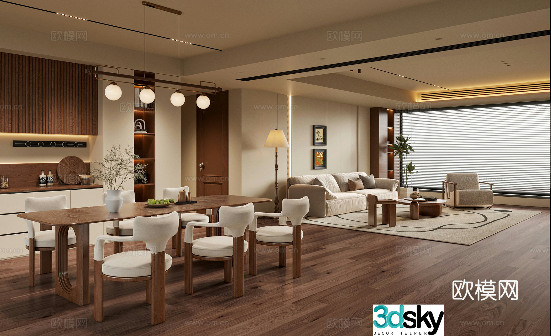 Modern medieval style living room sofa and coffee table combination dining table and chair combination sideboard leisure chair 3D model