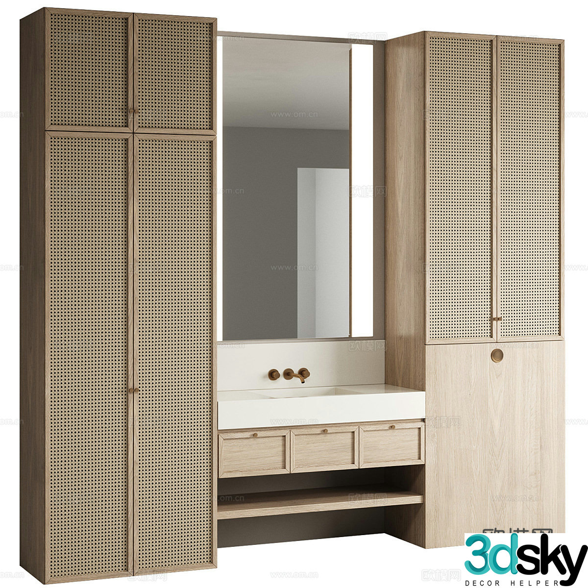 New Chinese style wabi-sabi bathroom cabinet 3D model