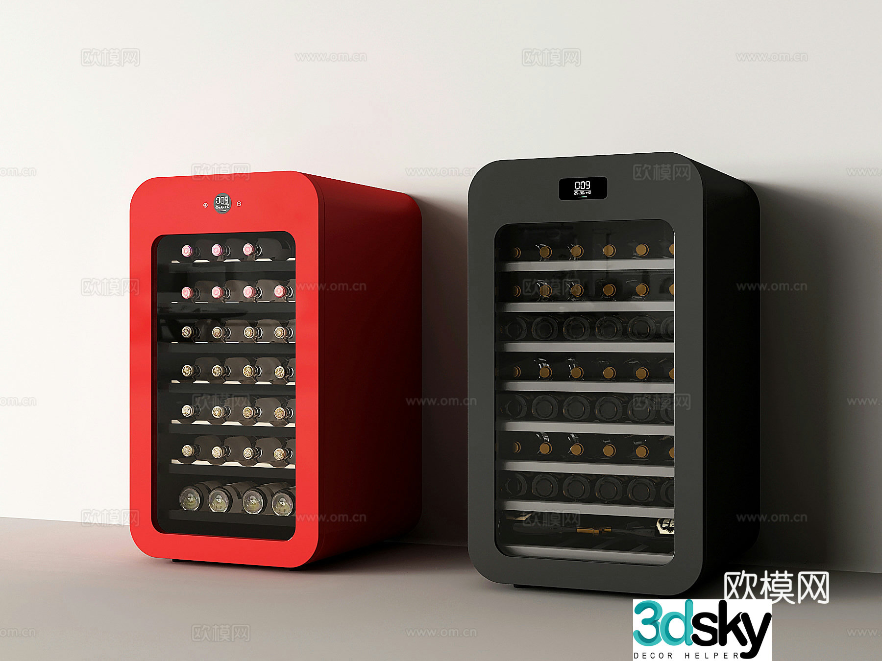 Modern freezer refrigerator 3d model