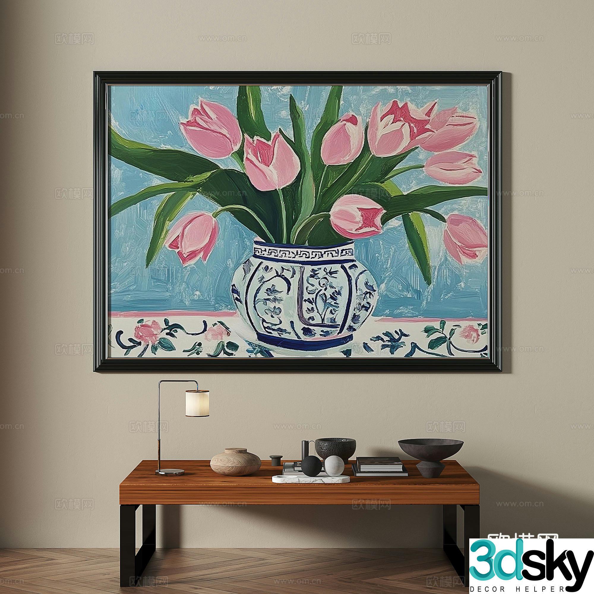 Modern retro medieval decorative painting 3d model
