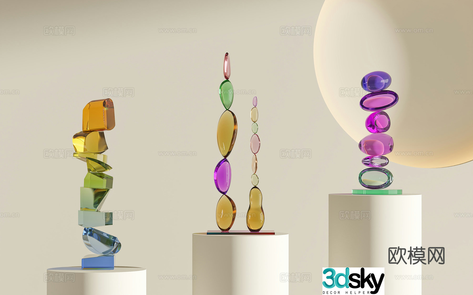 Art sculpture Abstract sculpture Light luxury crystal sculpture Wasabi Middle Ages sculpture ornaments 3D model
