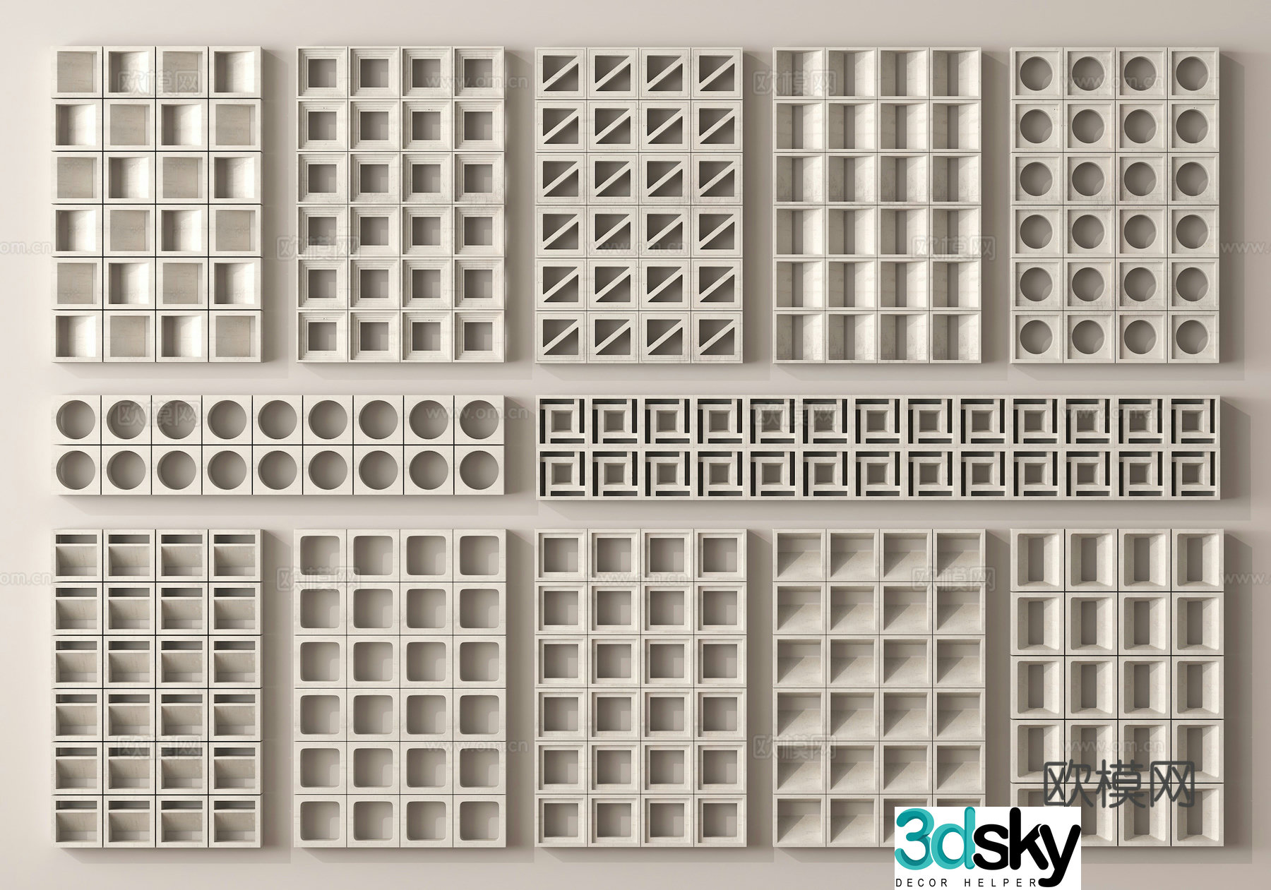 Cement brick partition hollow brick 3d model