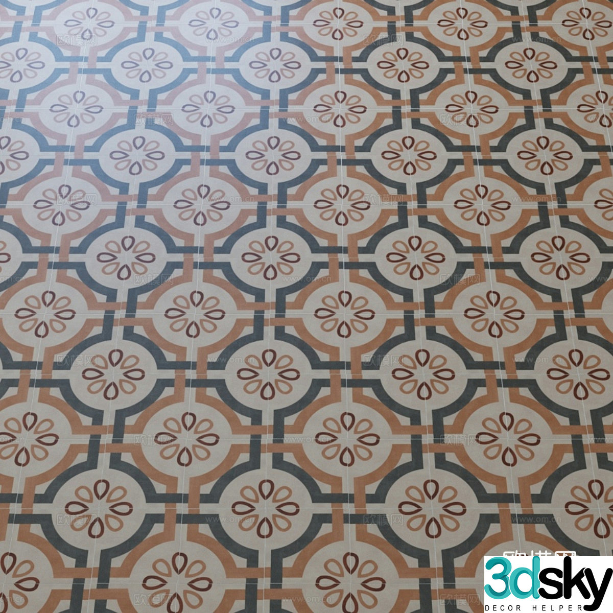 Ceramic tiles Flower tiles Antique tiles 3D model