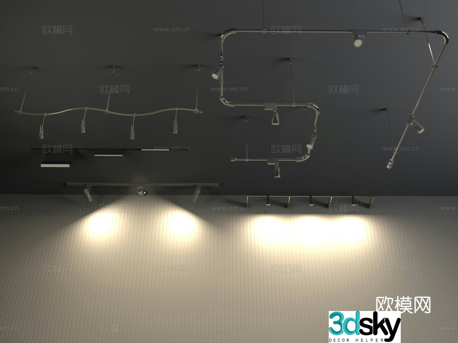 Modern stage design stage Working ceiling lights track lights spotlights spotlight combination 3D model