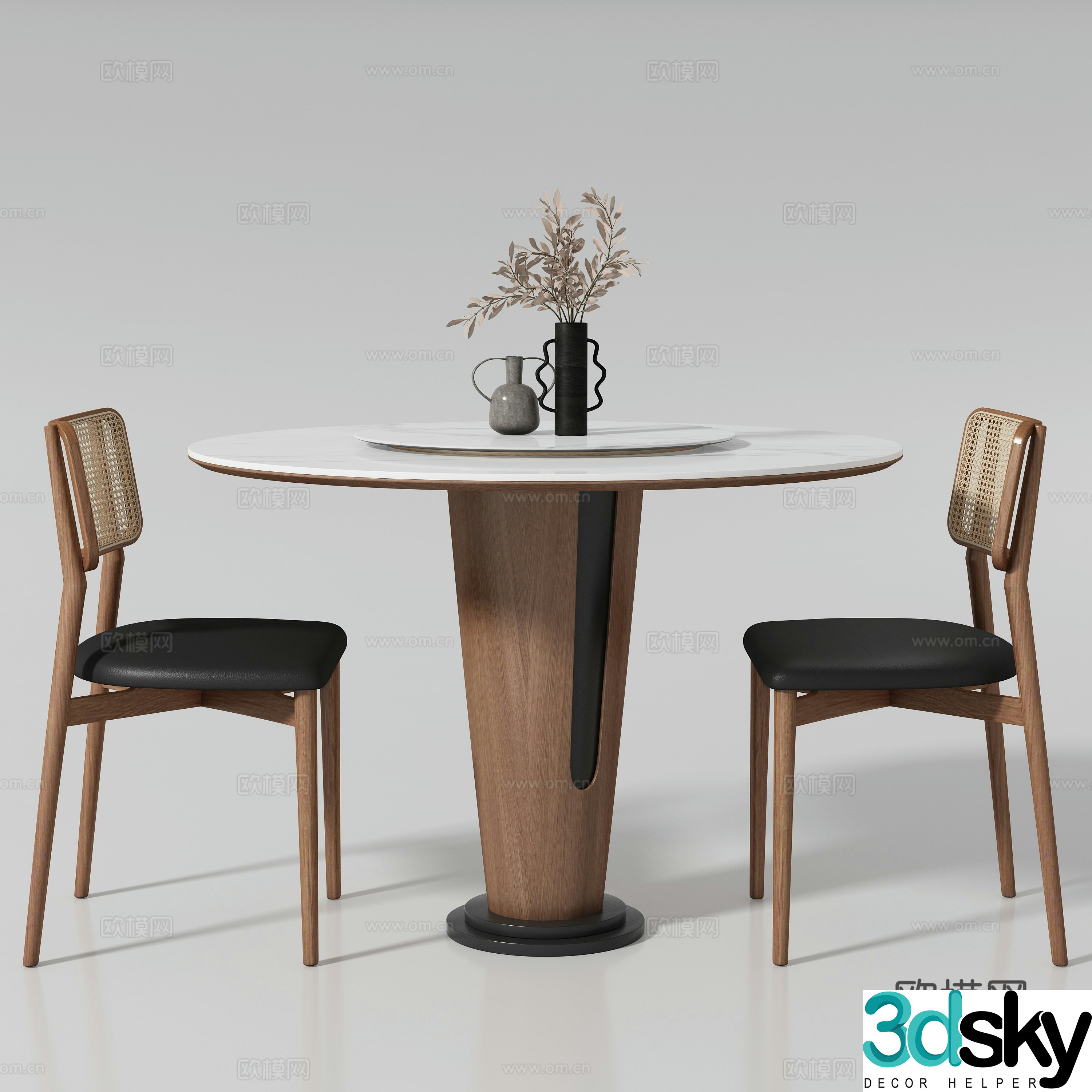 Modern dining table and chair 3d model