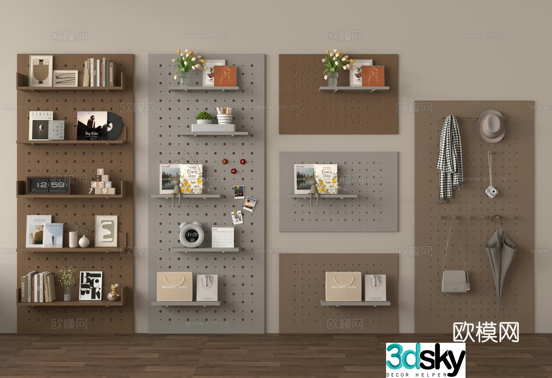 Hole board wall decorative ornaments decoration books 3d model
