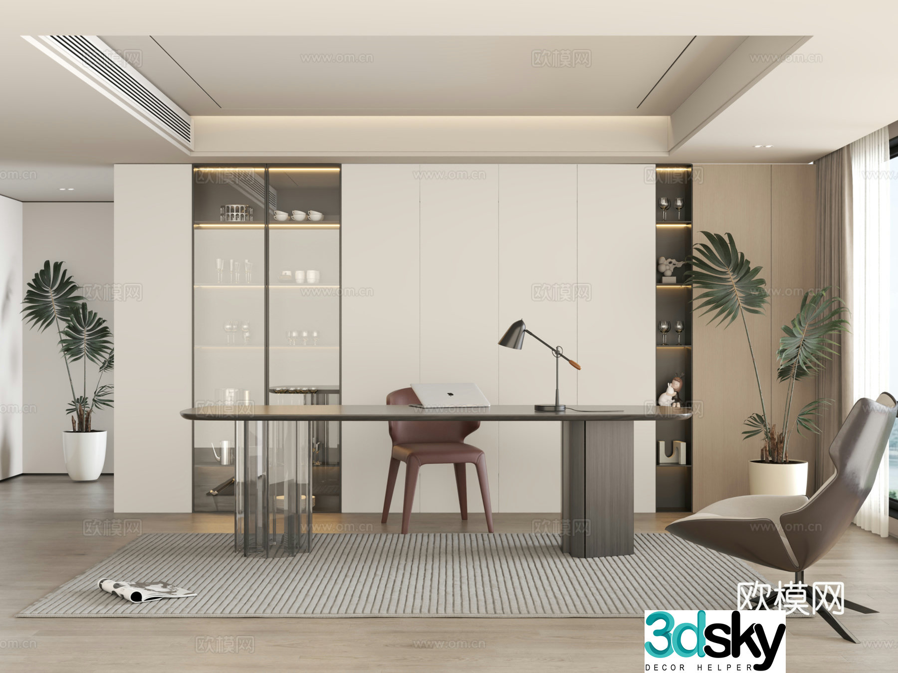 Modern light luxury tea room office 3d model