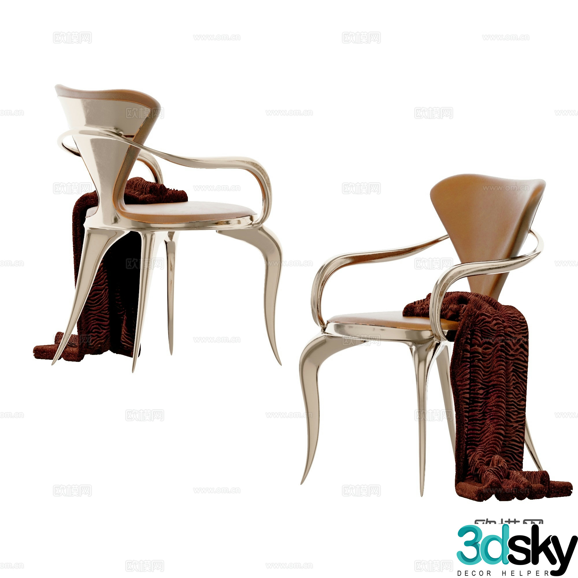 Modern light luxury dining chair 3d model