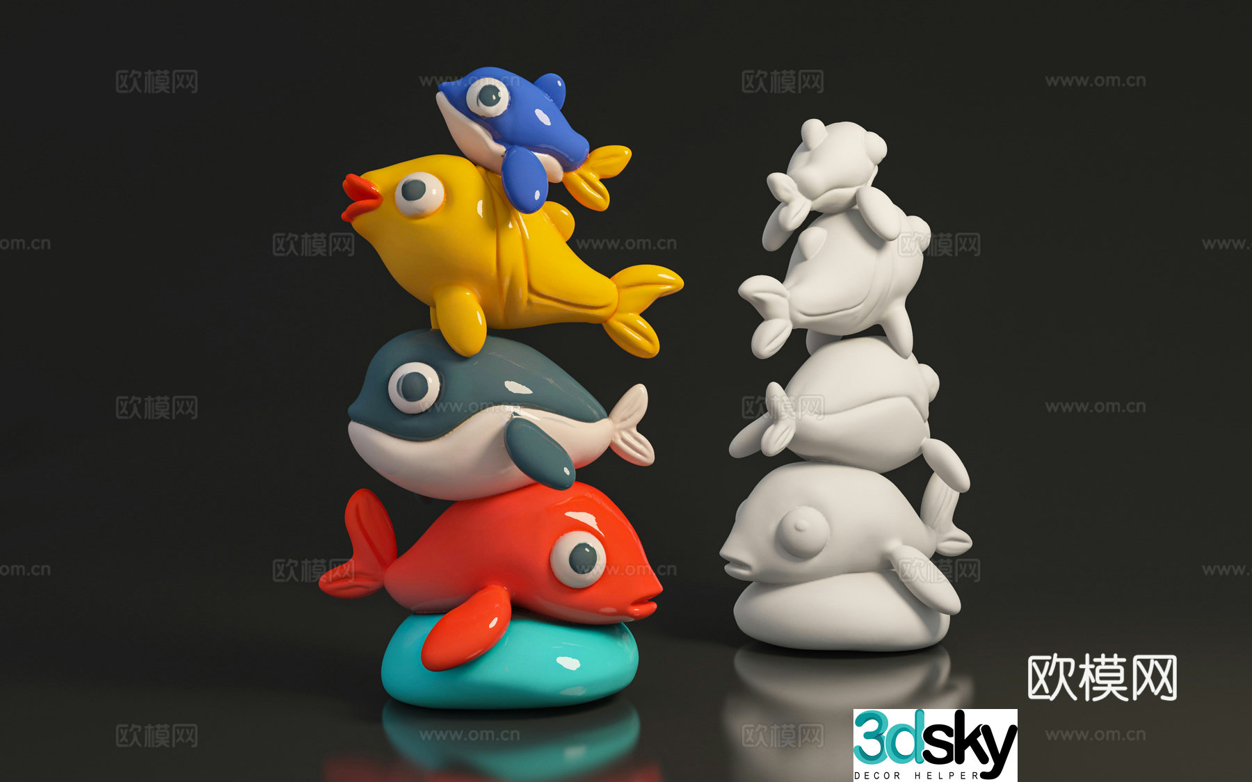 Fish sculpture ornaments decoration game cartoon shape props beauty atmosphere decorative 3d model