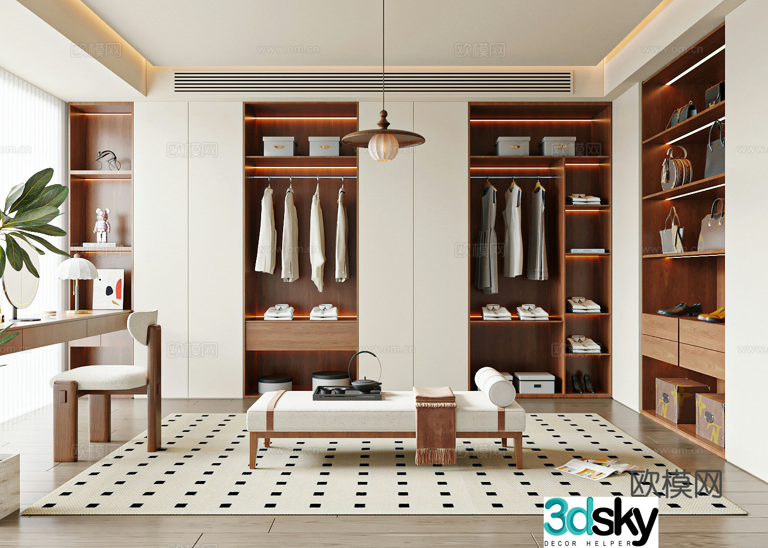 Modern medieval windbreaker dressing table closet 3d model