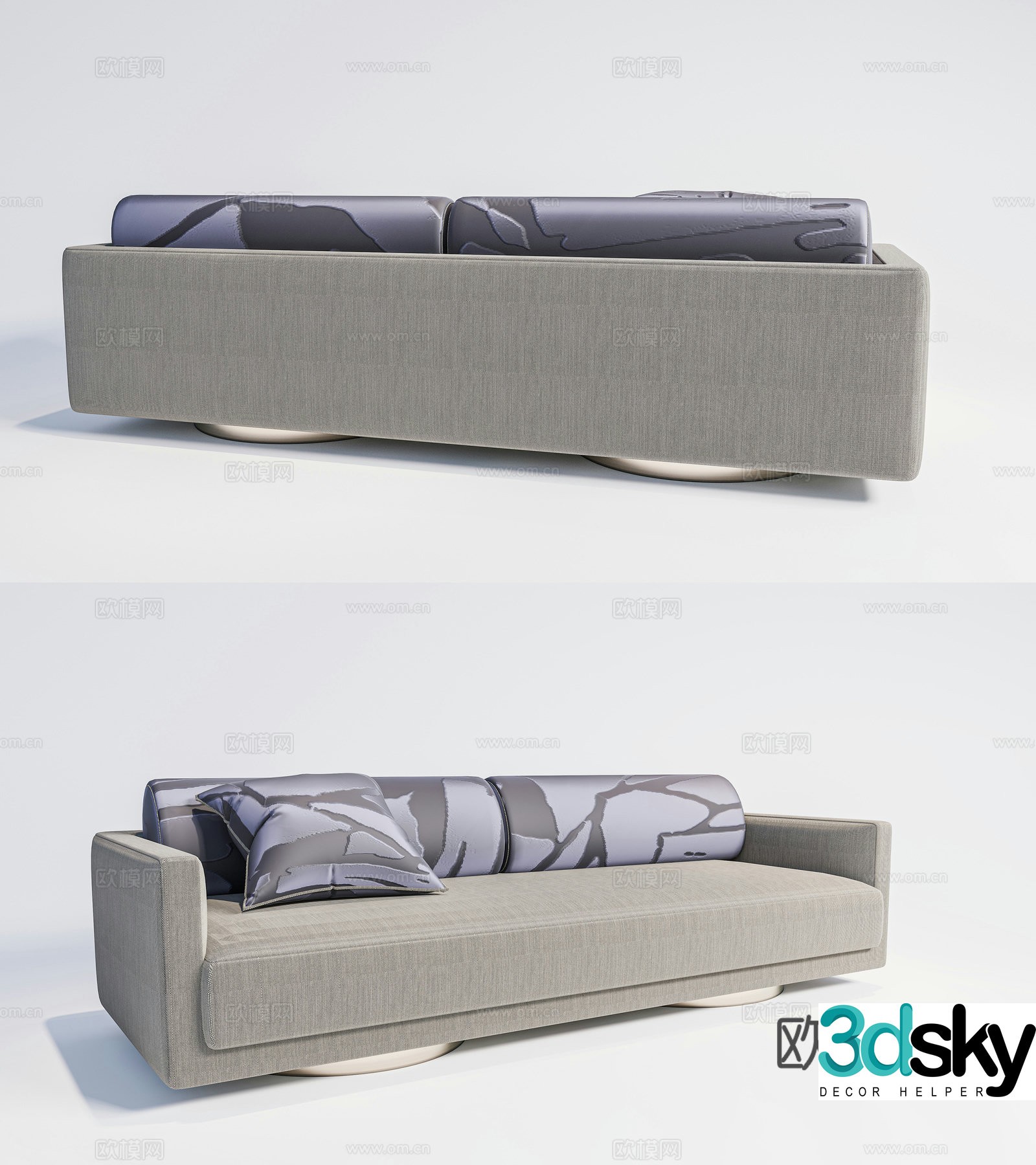 Modern sofa multi-person sofa straight sofa pillow sofa 3D model