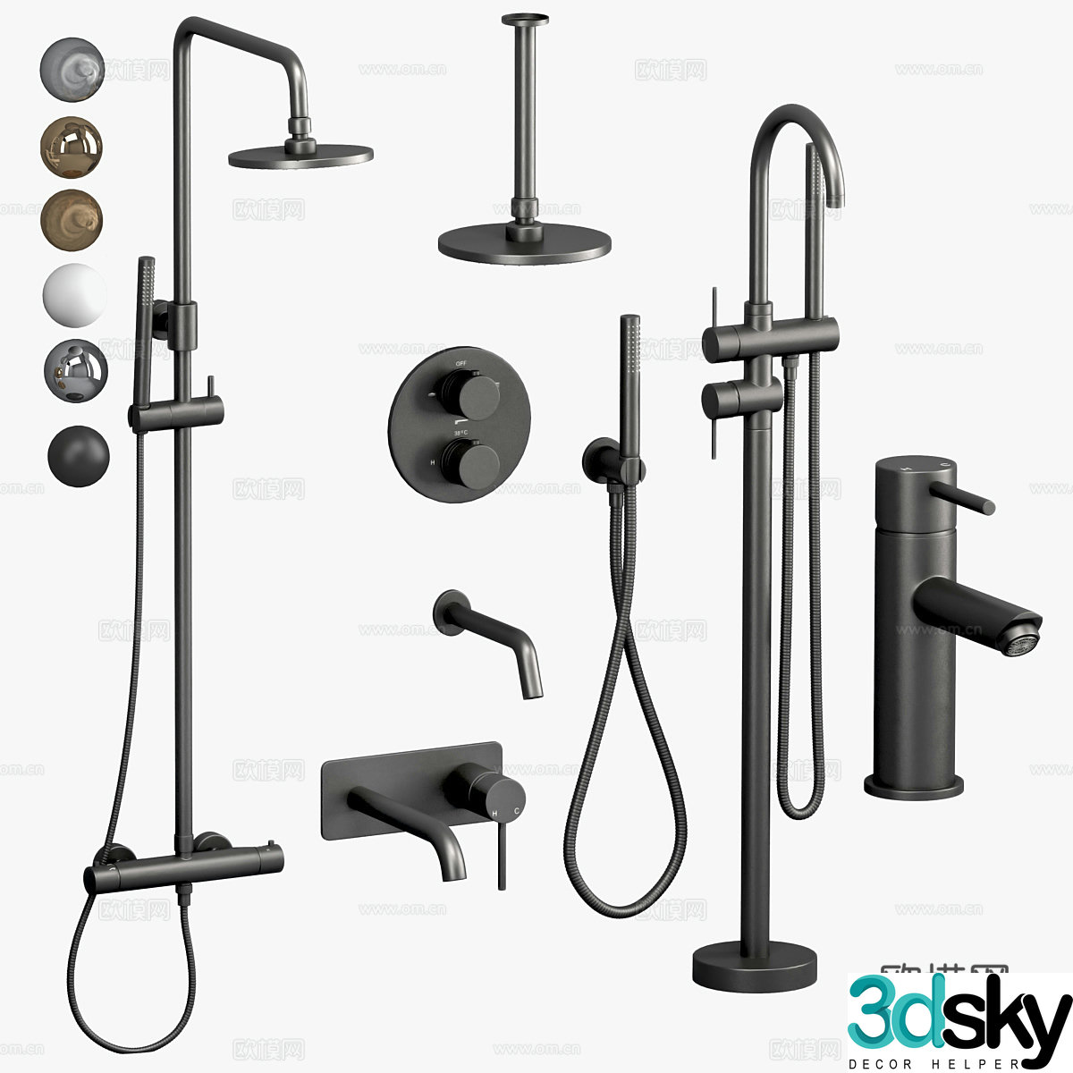 Modern shower faucet 3d model