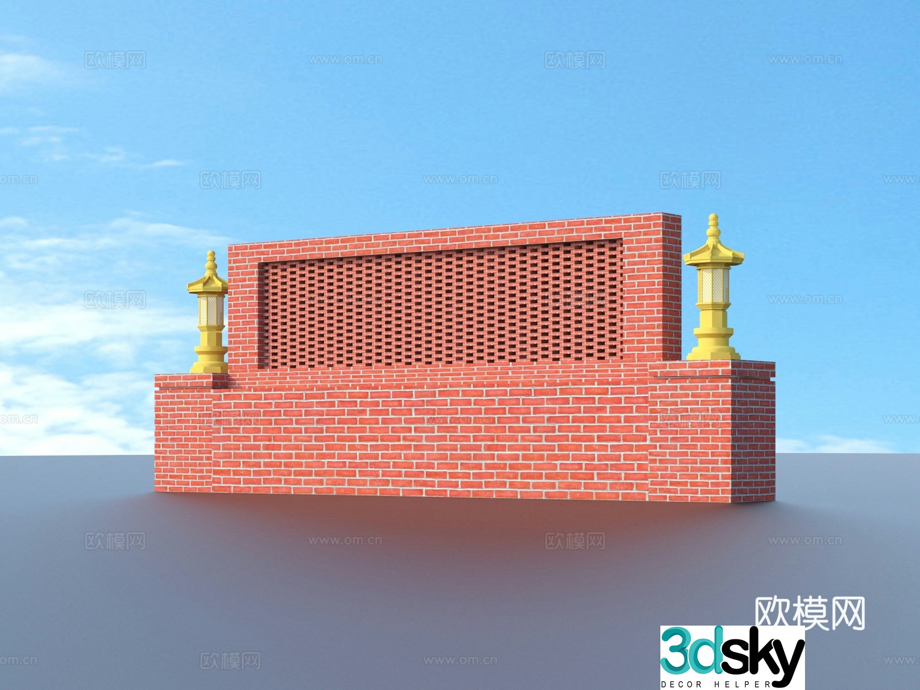 Brick wall Red brick wall Three-dimensional brick wall 3d model