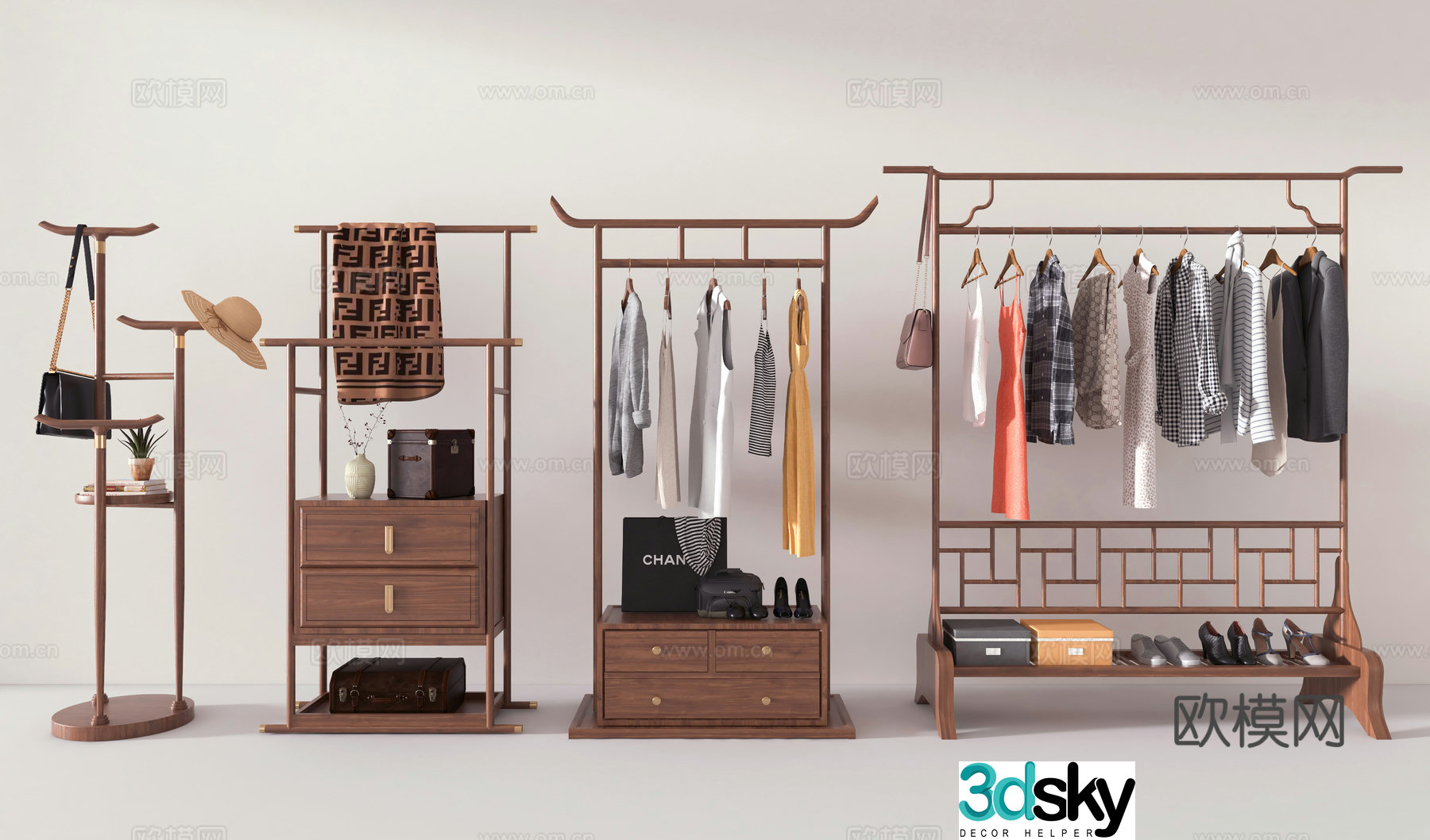 New Chinese style clothes hanger clothes hanger clothes hanger clothes hanger clothes hanger Chinese style clothes hanger clothes hanger retro windbreaker 3D model