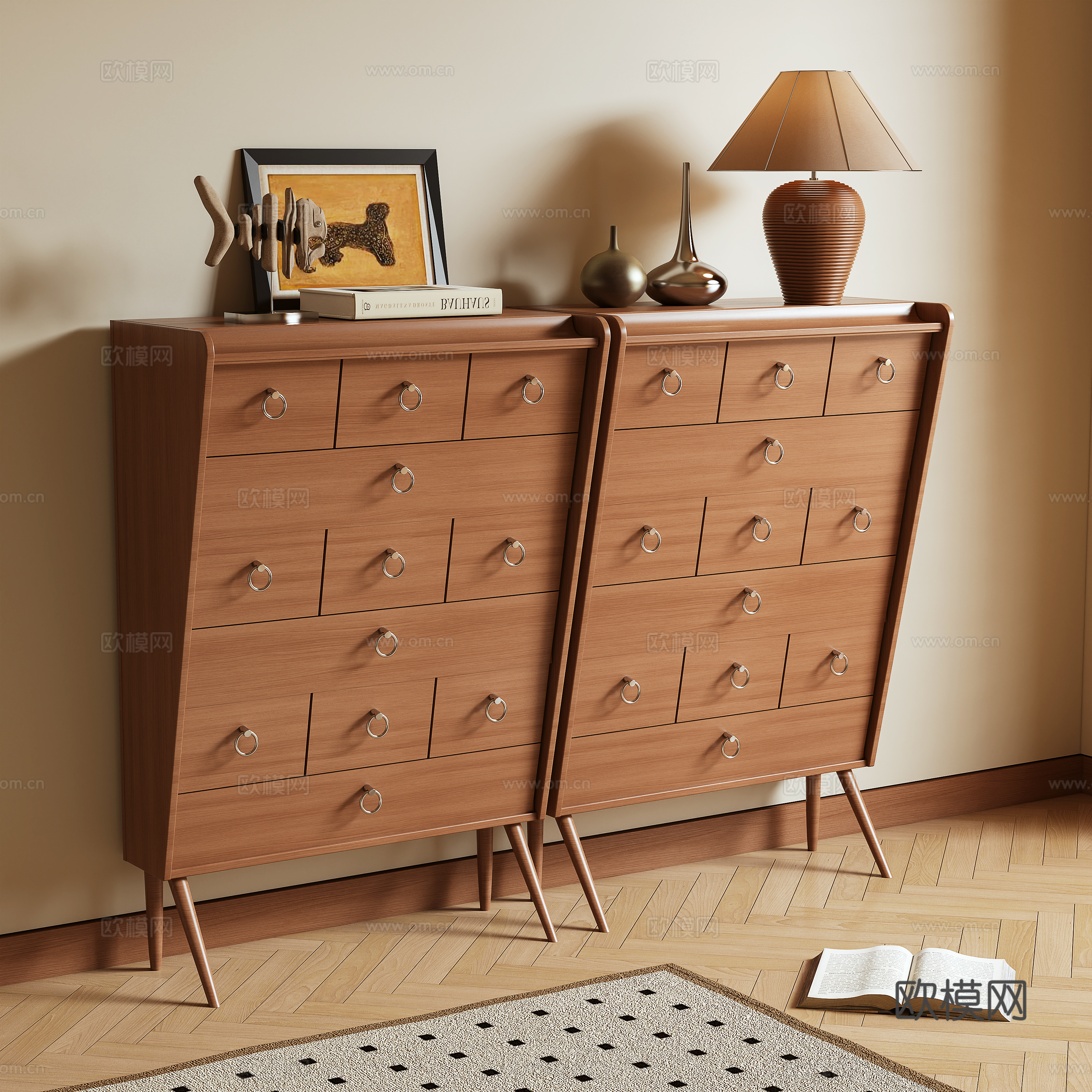 Retro storage cabinet side cabinet high cabinet 3d model