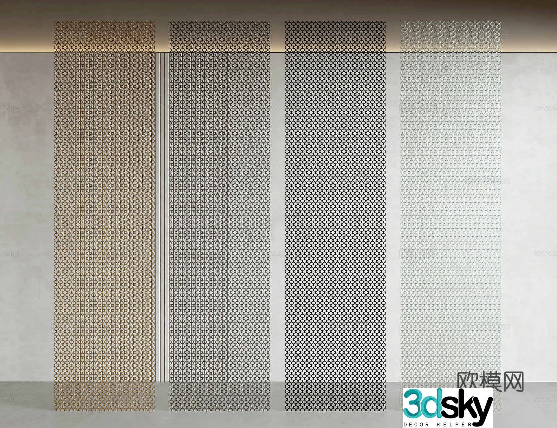 Modern perforated stainless steel plate 3d model