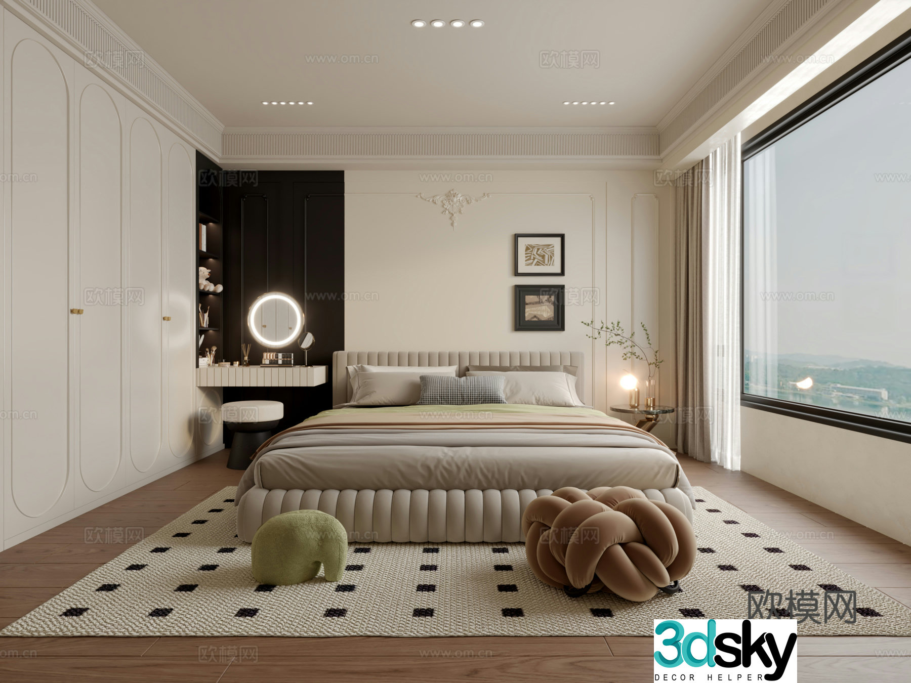 French retro bedroom 3d model