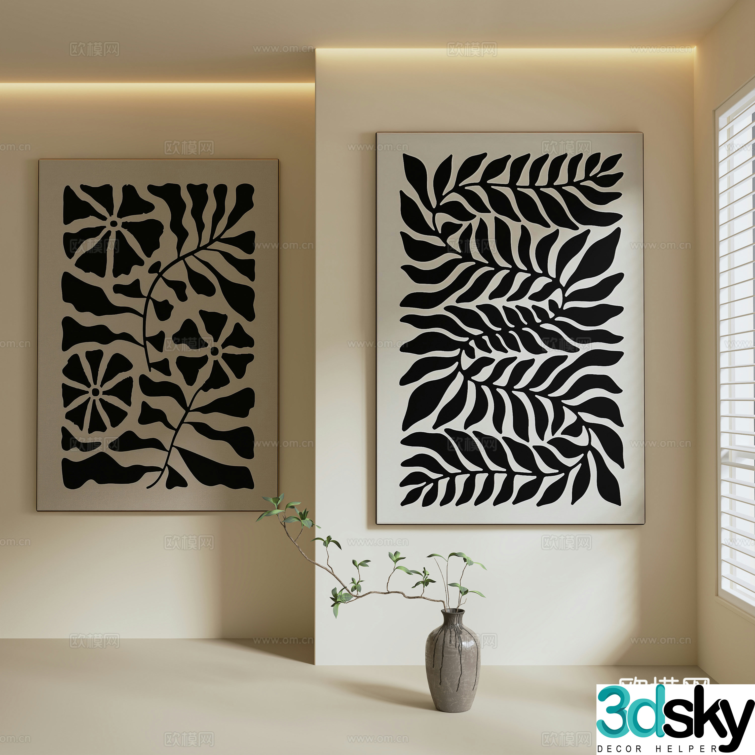 Italian modern hanging paintings Waviva medieval abstract paintings French retro hanging paintings light luxury hanging paintings living room 3D model