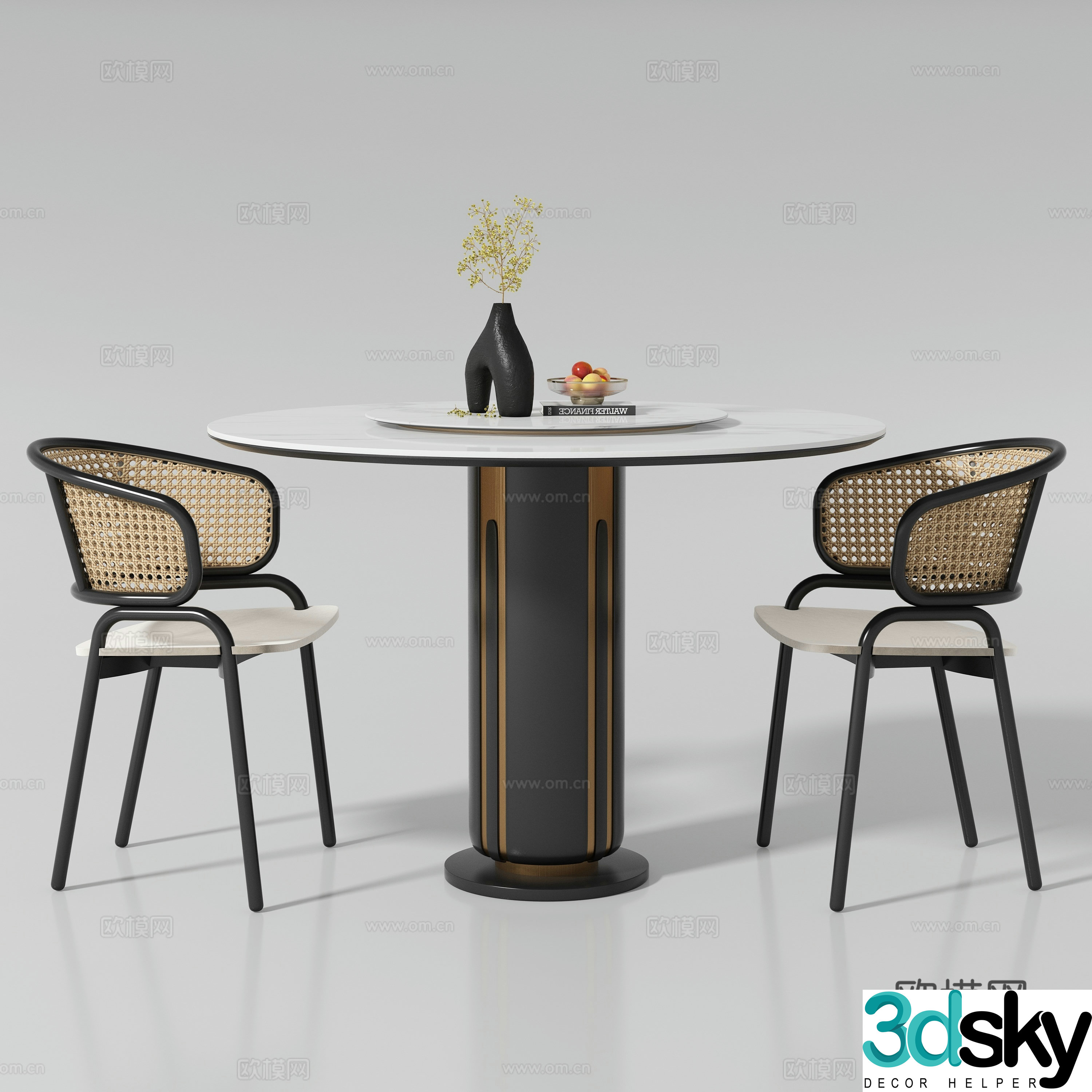 Modern dining table and chair 3d model
