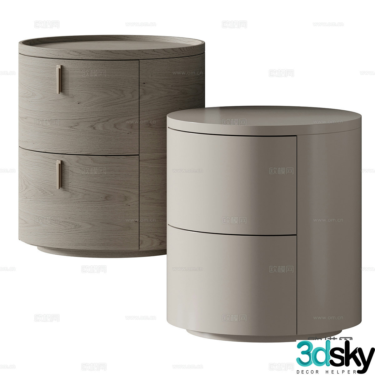 New Chinese Drop Round Bedside Table 3D Model