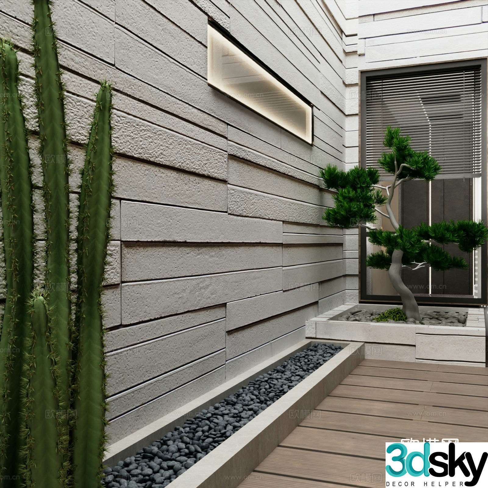 Modern interior landscape entrance green plant landscaping courtyard 3d model