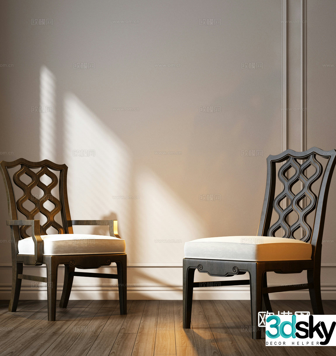 American single chair American dining chair American casual chair 3d model