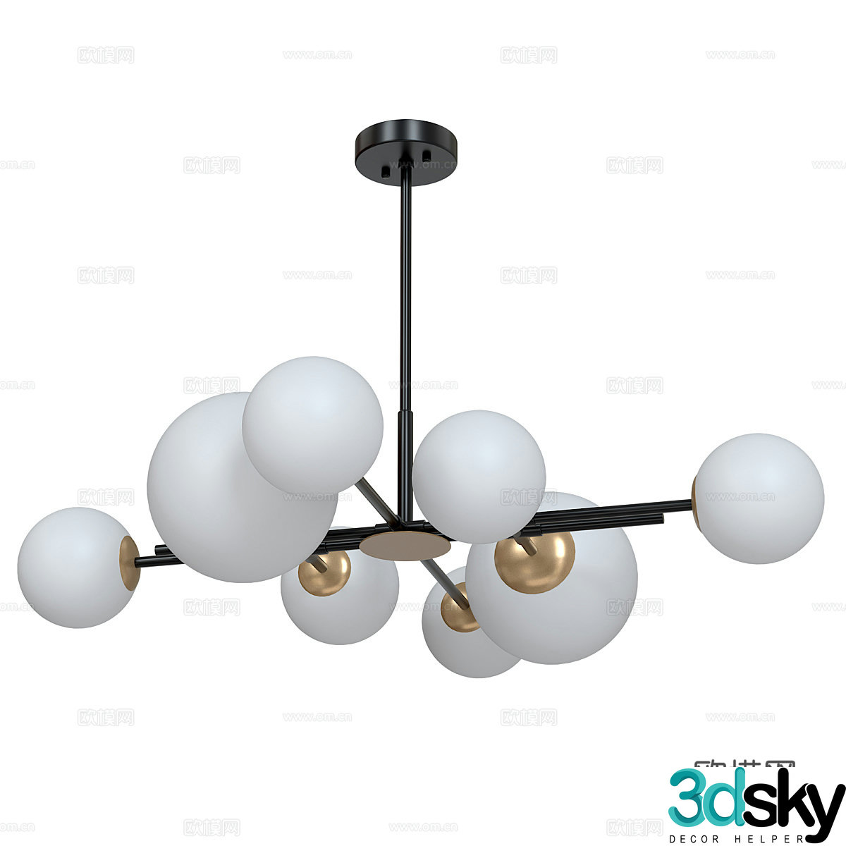 Modern Italian minimalist Rod decorative chandelier 3d model