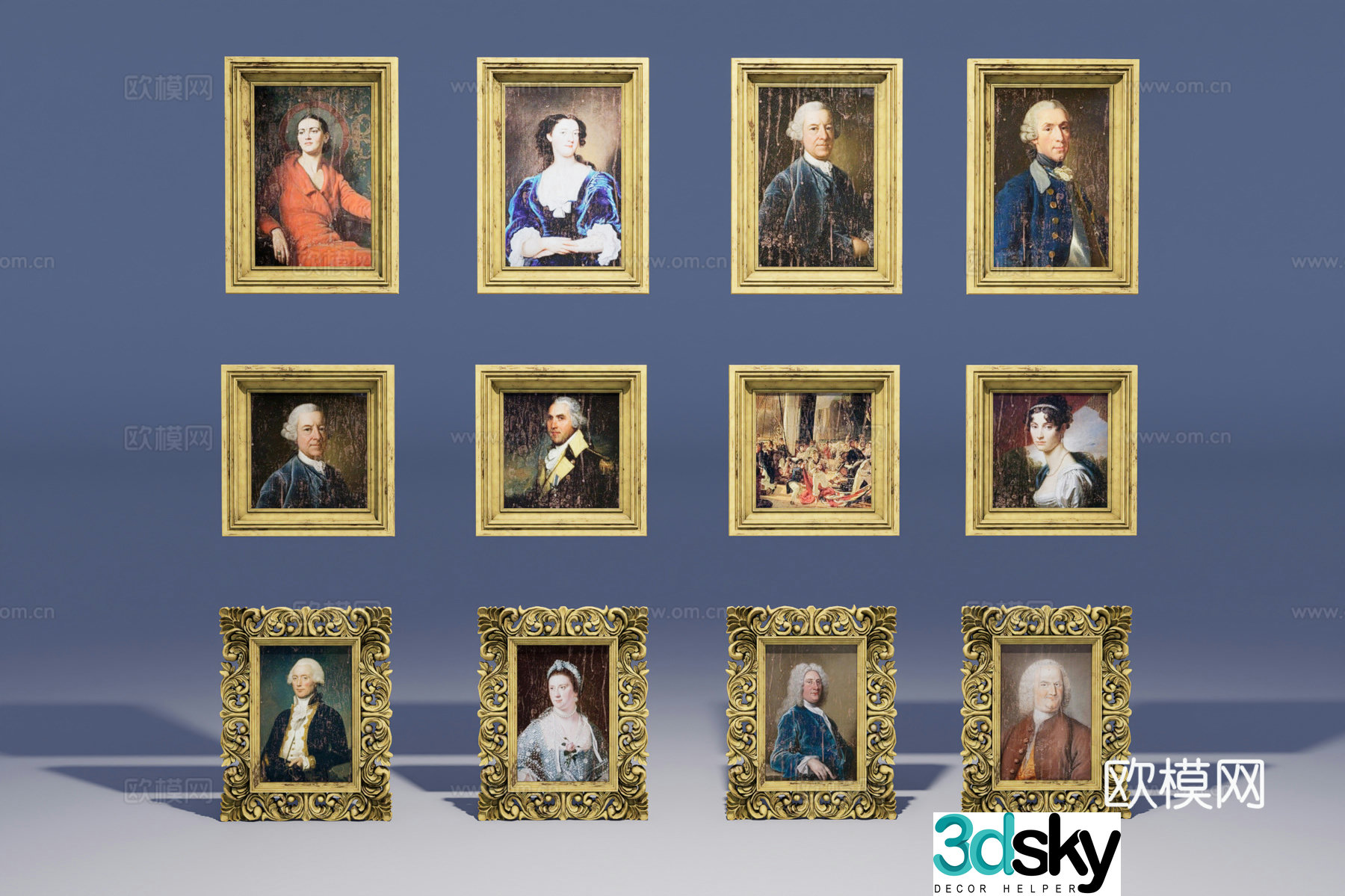 Classical hanging painting 3d model