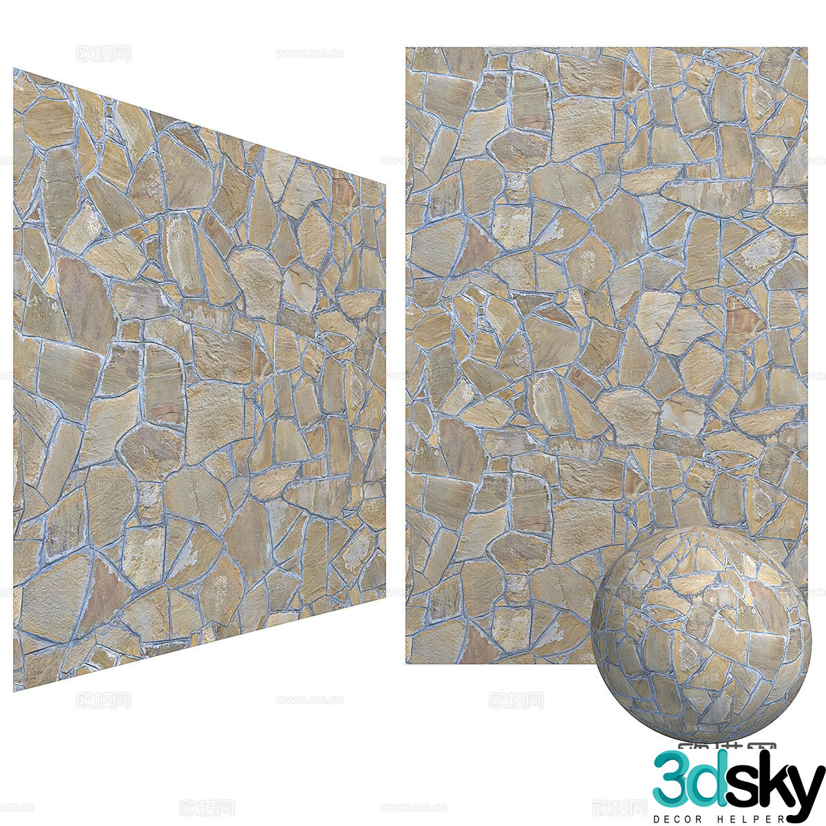 Stone wall pebbles old wall cultural stone 3d model