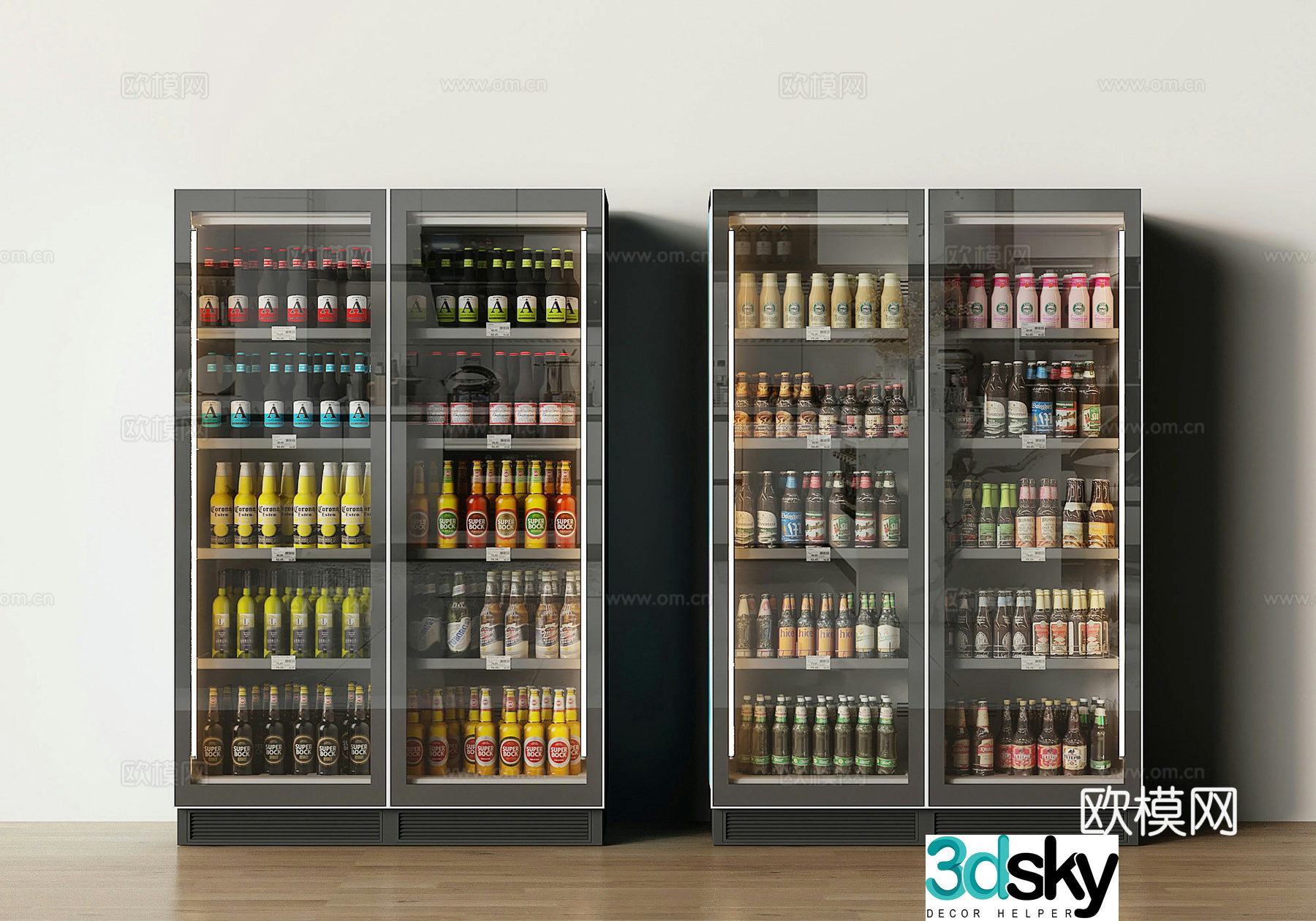 Modern freezer refrigerator 3d model