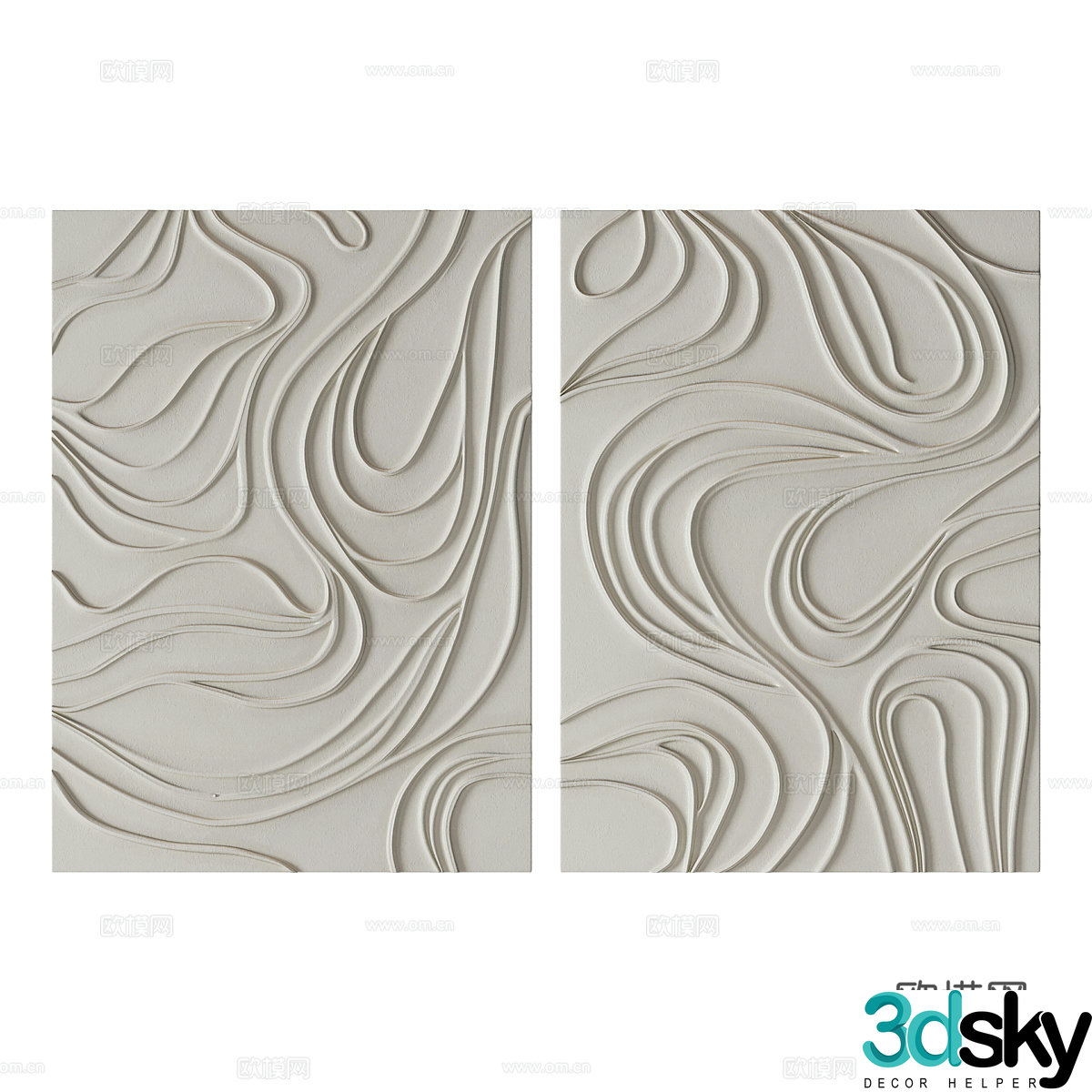 Modern bas-relief gypsum pendant hanging decoration 3D model