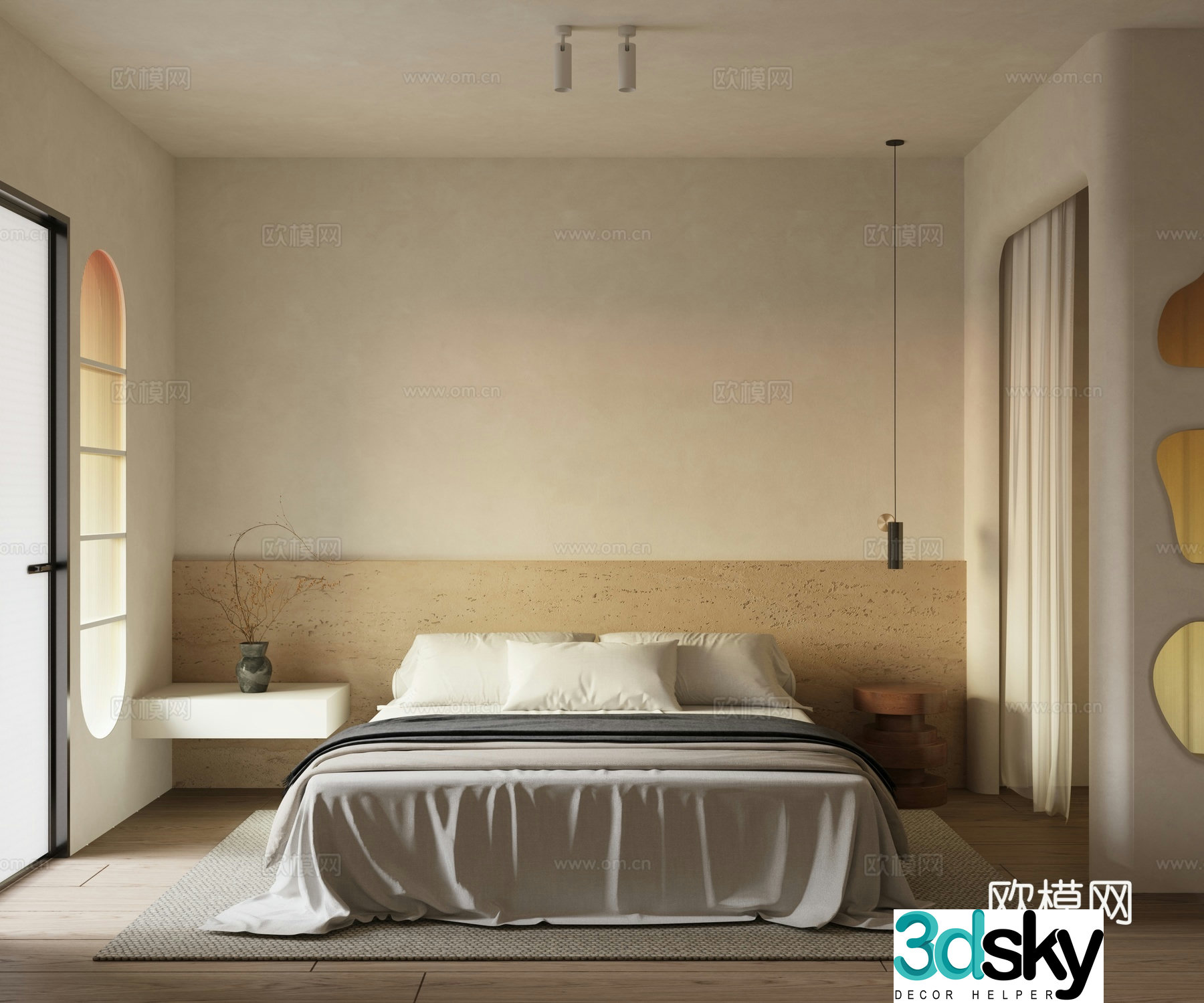 Home bedroom modern bedroom men’s bedroom homestay bedroom open cloakroom Italian bedroom 3d model