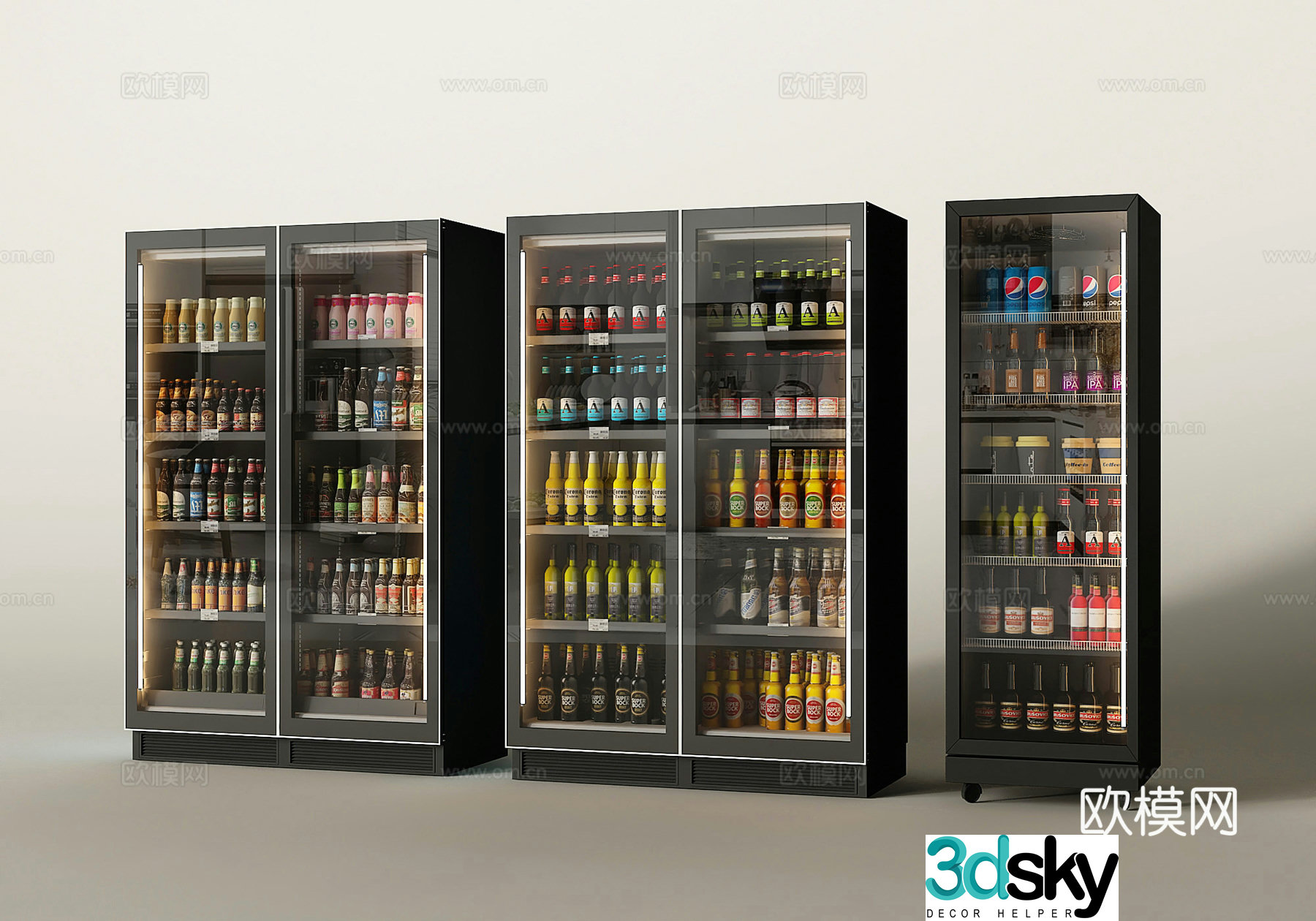 Modern freezer refrigerator 3d model