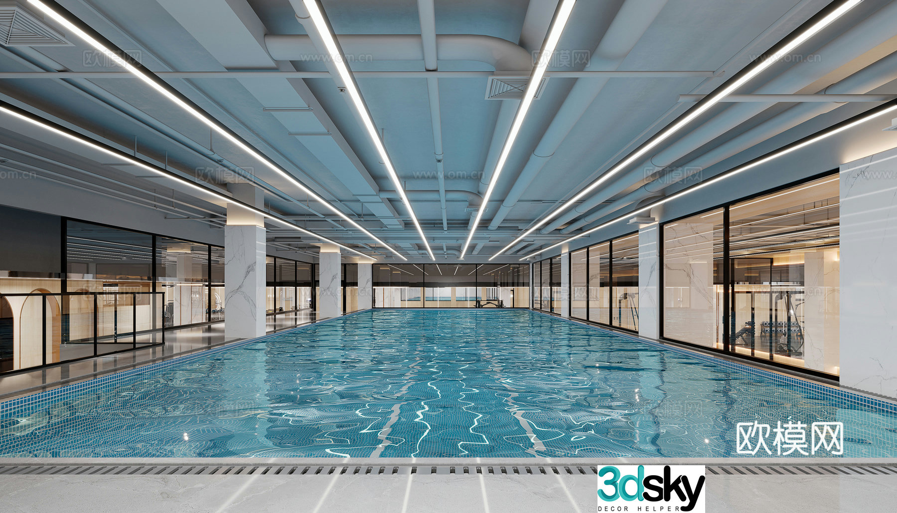 Modern swimming pool 3d model