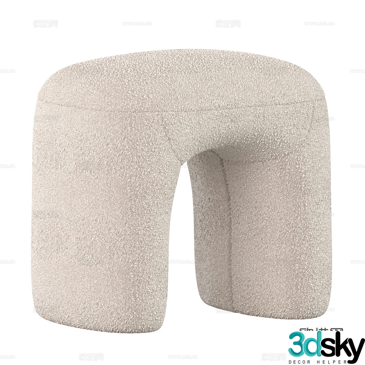 Modern cream style fabric stool 3d model