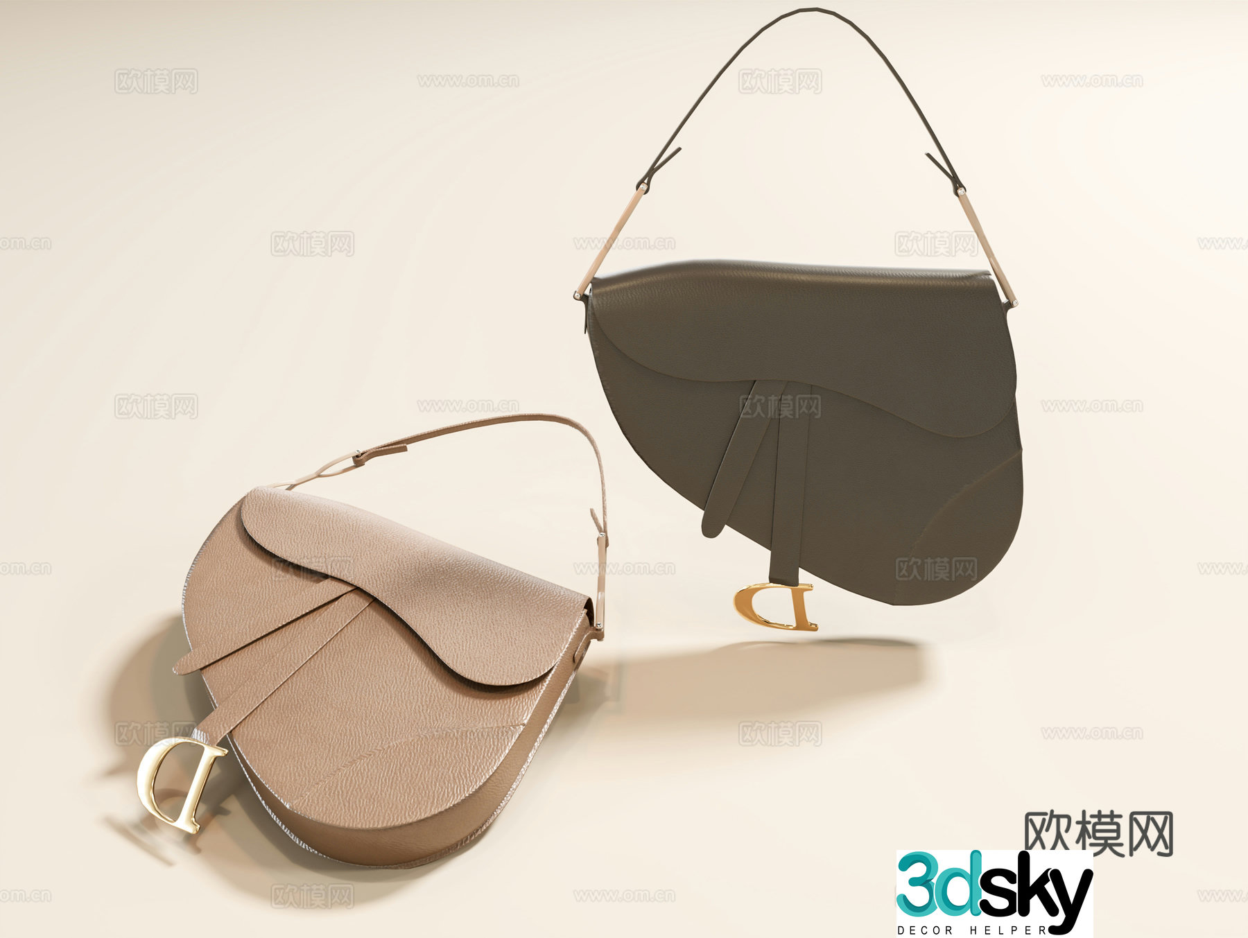Dior bag women’s bag brown women’s bag Dior bag light luxury women’s bag shoulder bag leather bag 3d model
