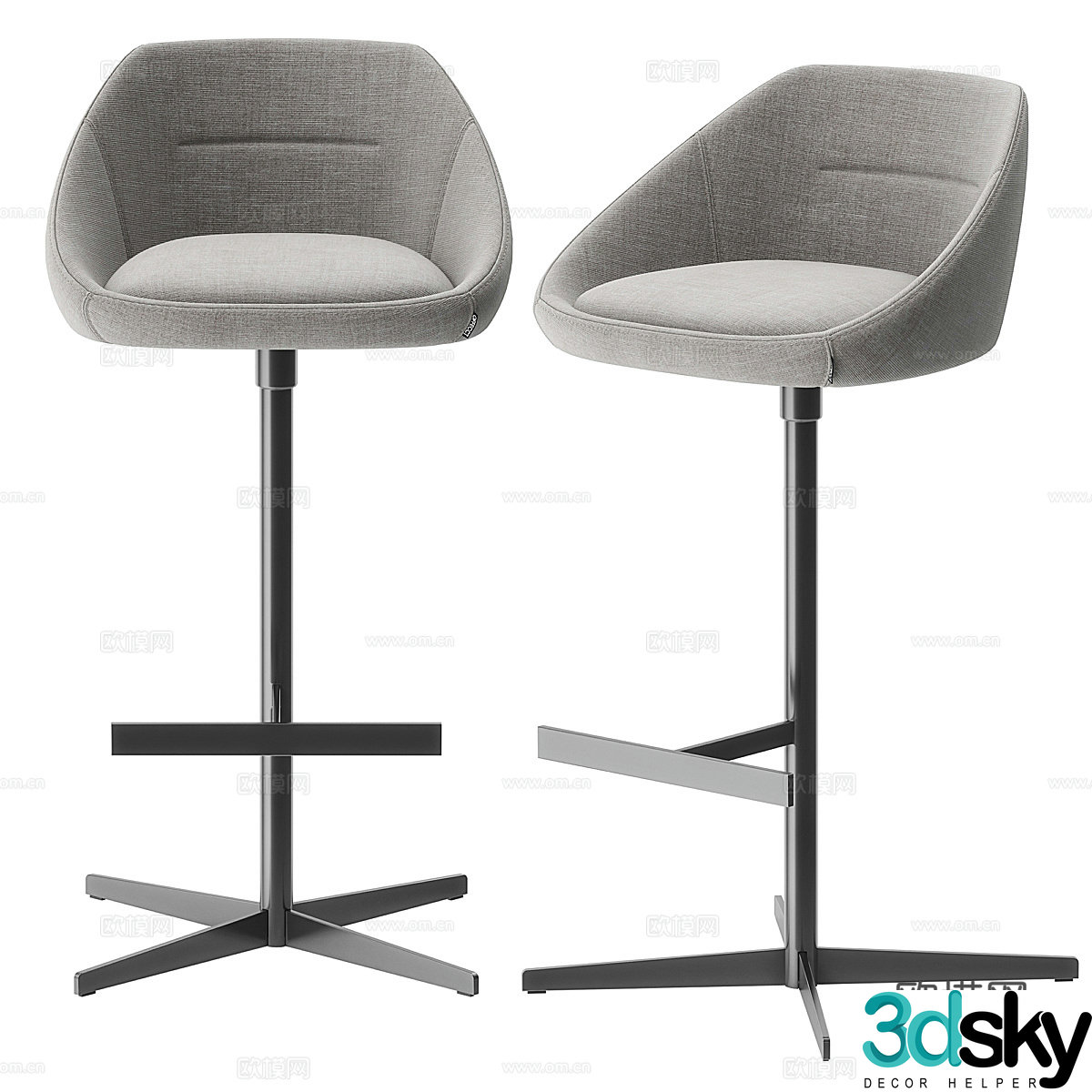 Modern Italian Ezy Bar Chair 3D Model